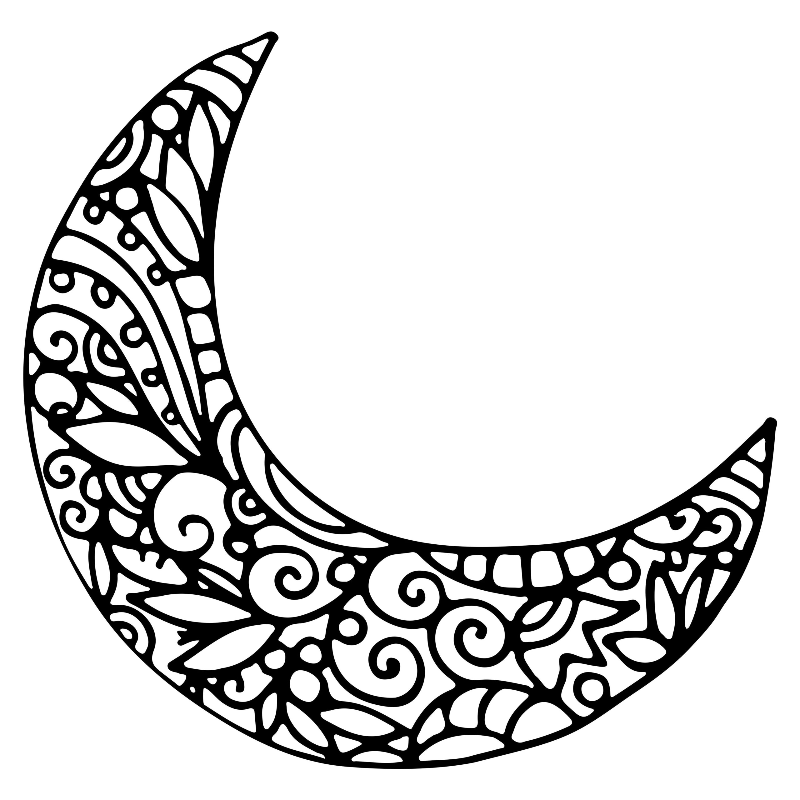 Crescent Moon Printable Shapes Template Coloring Pages Sketch Coloring Page