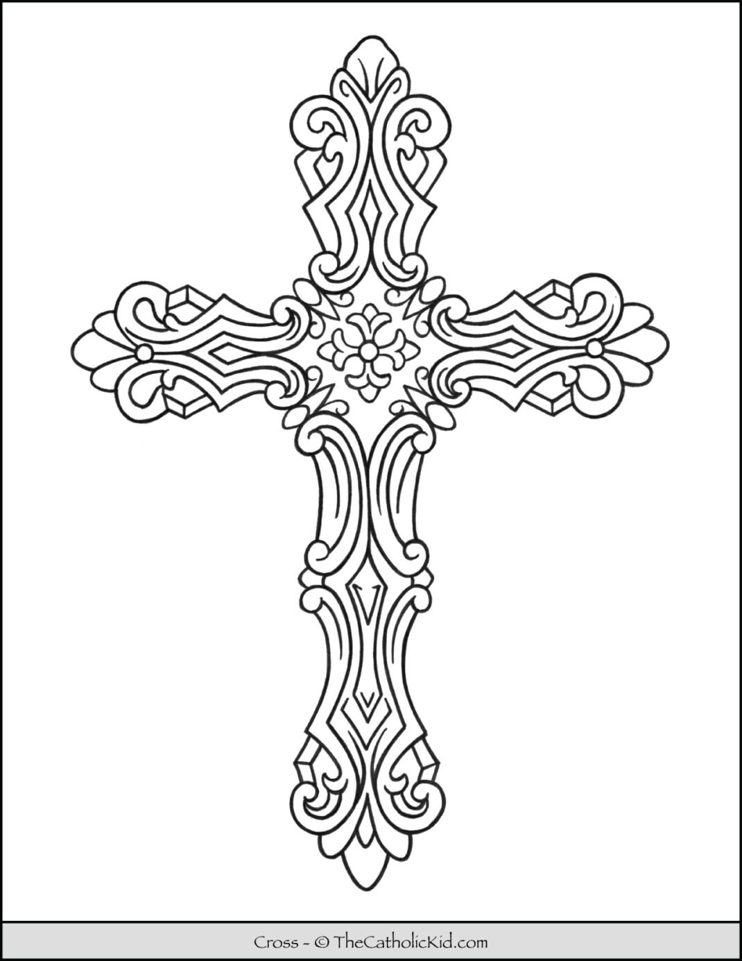 Cross Coloring Page Ornate TheCatholicKid