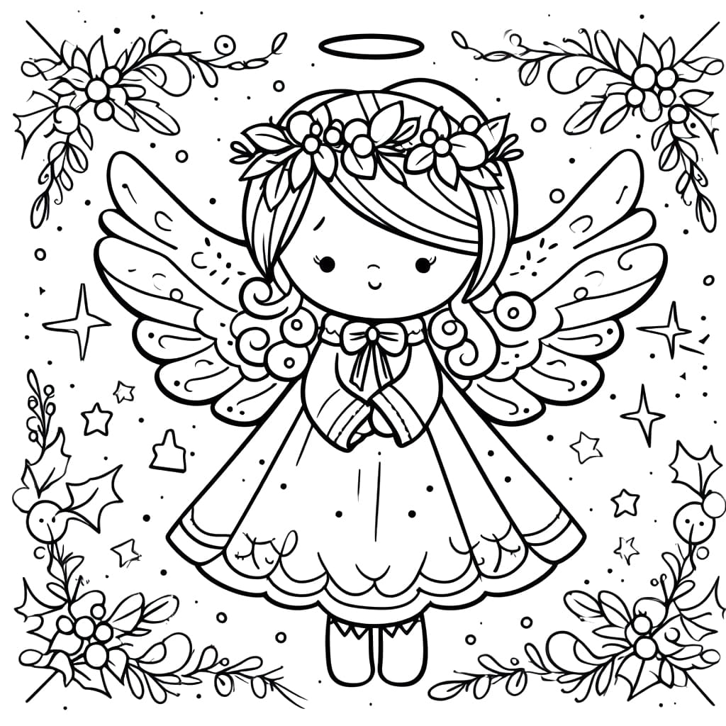 Cute Christmas Angel Coloring Page Download Print Or Color Online For Free