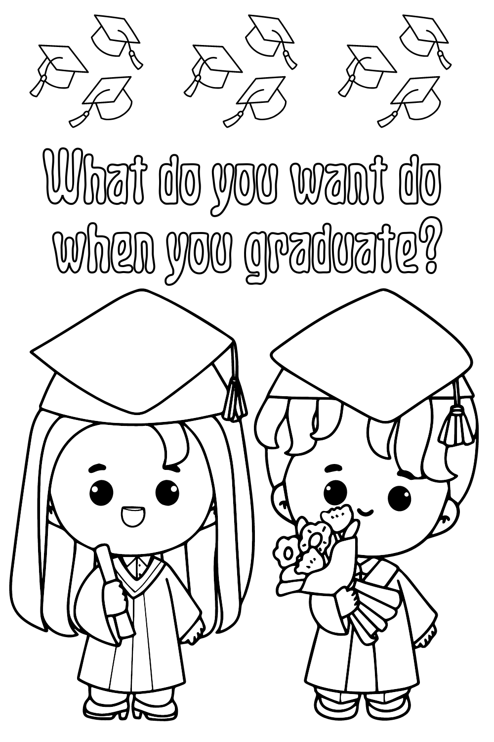 Cute Graduation Coloring Pages Including Graduation Gnomes