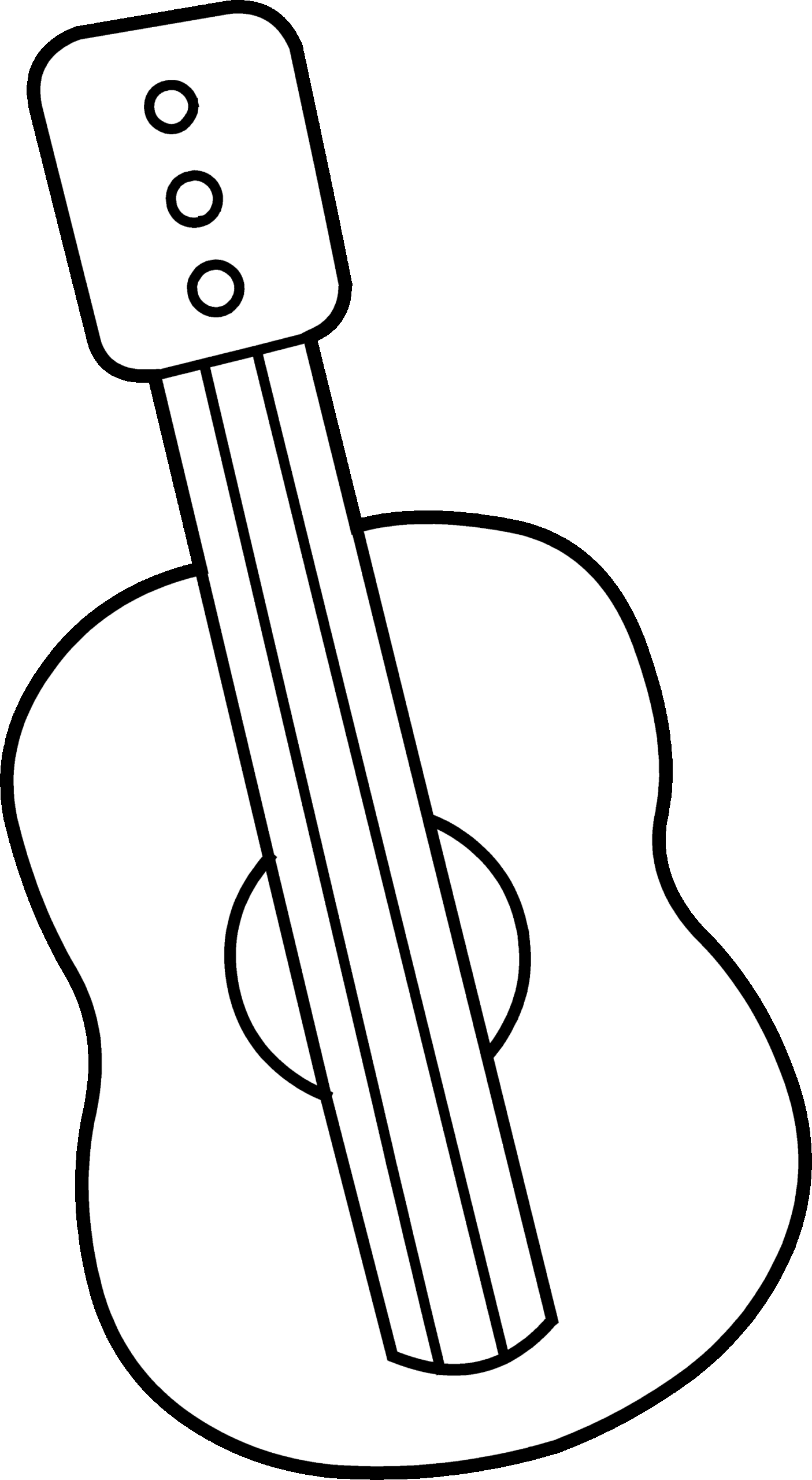 Cute Mini Guitar Coloring Page Free Clip Art