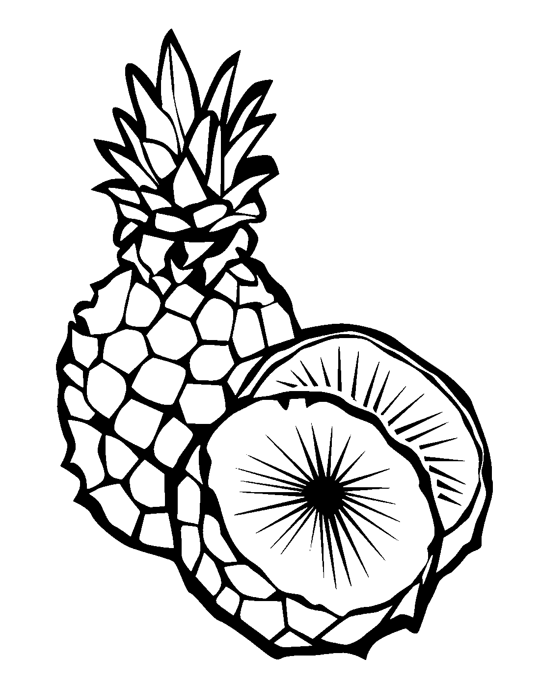 Cute Pineapple Coloring Page 138 SVG PNG EPS DXF File