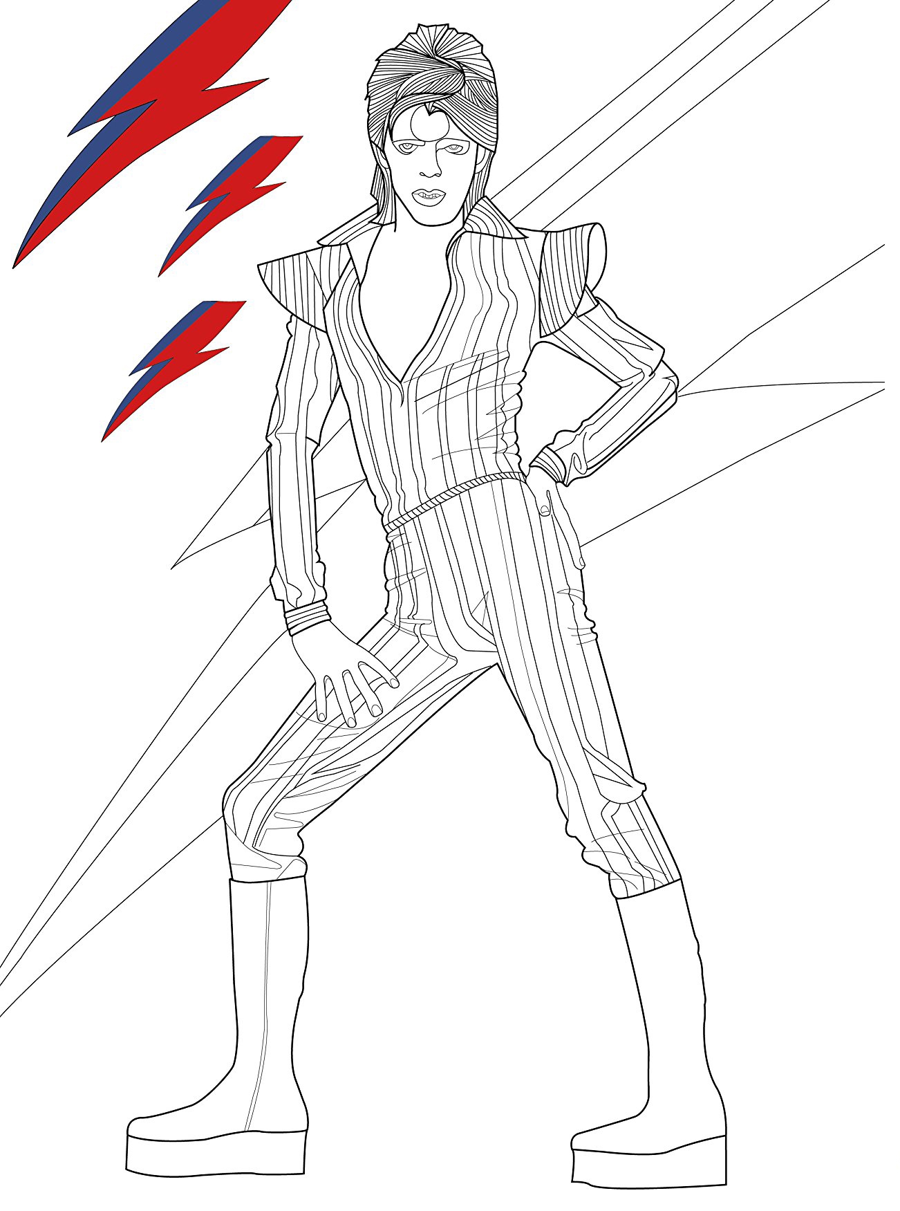 David Bowie Line Drawing Sketch Coloring Page