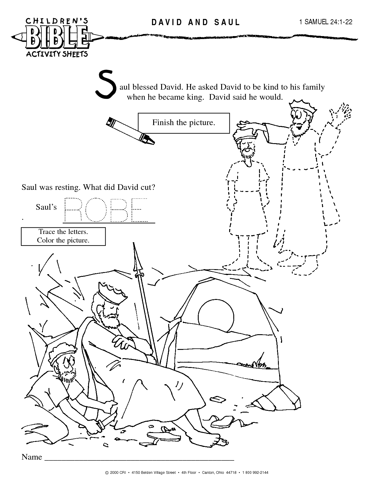 David Spares Saul S Life Printable SundaySchoolist