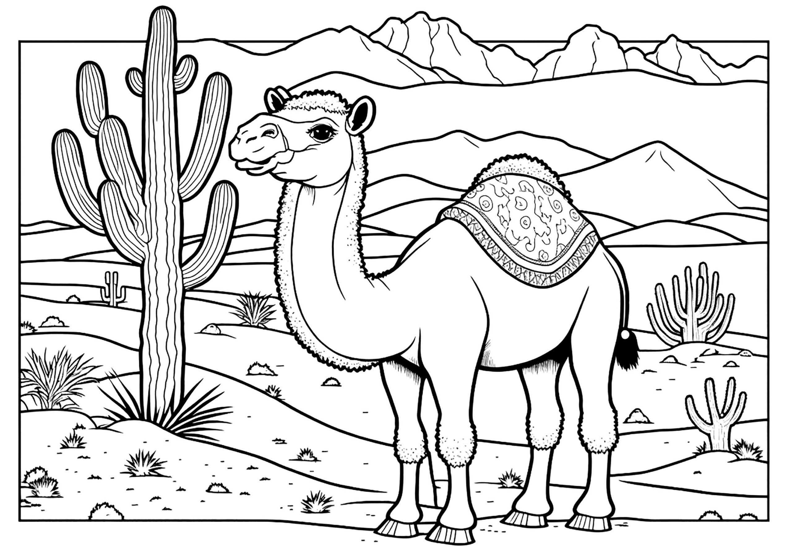 Desert Animals For Kids Coloring Page