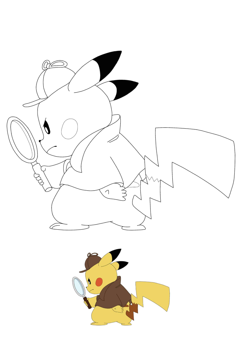 Detective Pikachu Coloring Pages 2 Free Coloring Sheets 2020 Pikachu Coloring Page