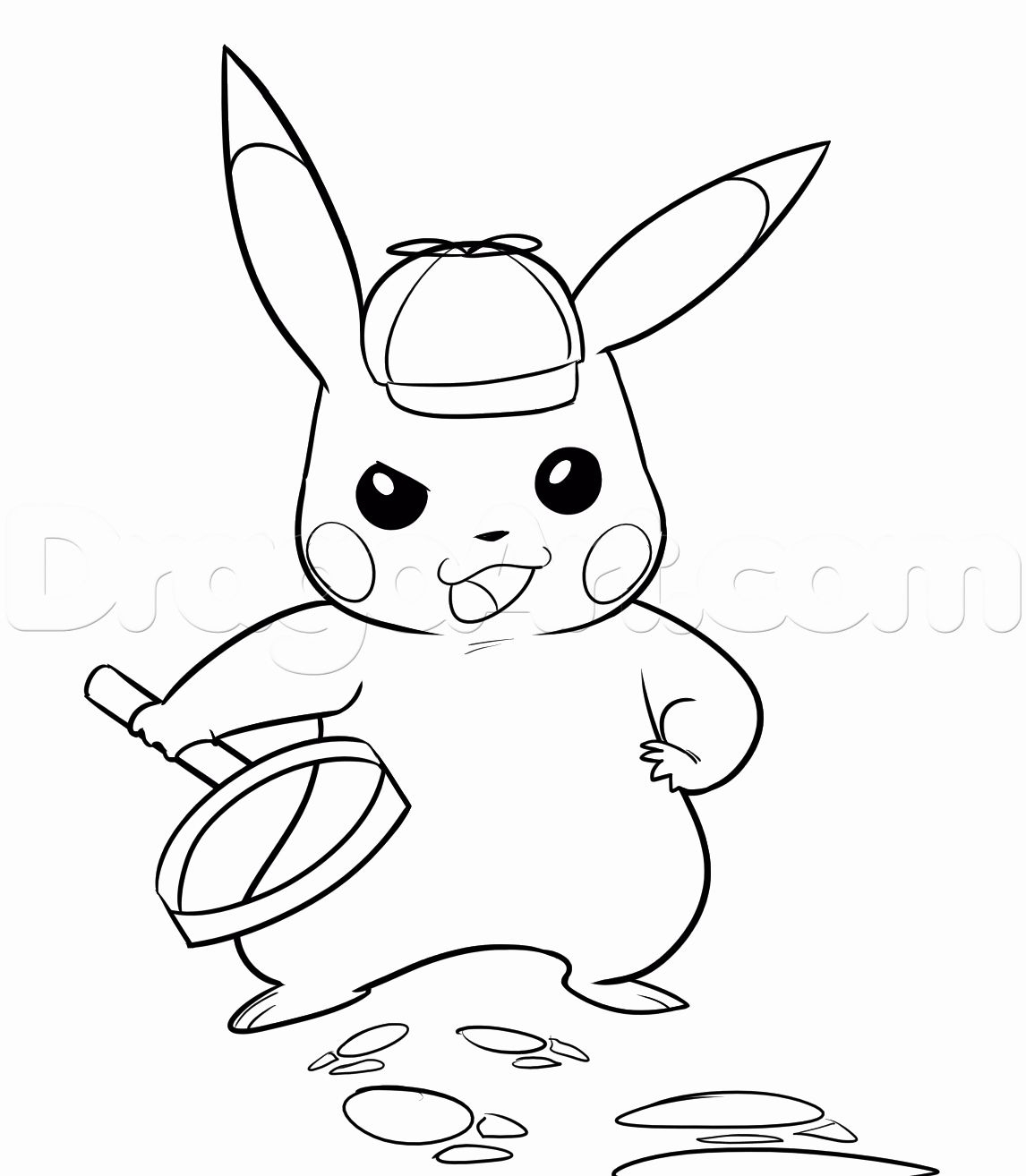 Detective Pikachu Coloring Pages Free Download Gambr Co