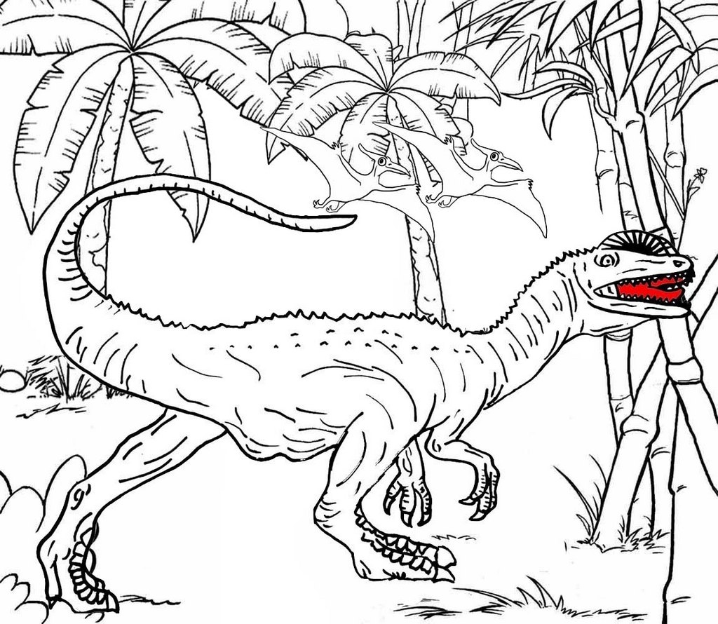 Dilophosaurus Theropod Dino Coloring Page For Boys