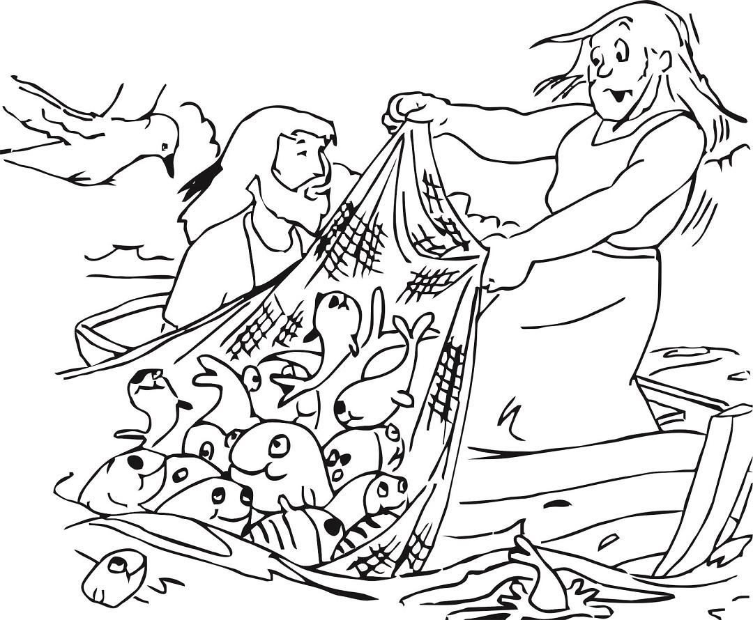 Disciples Fishing Coloring Page