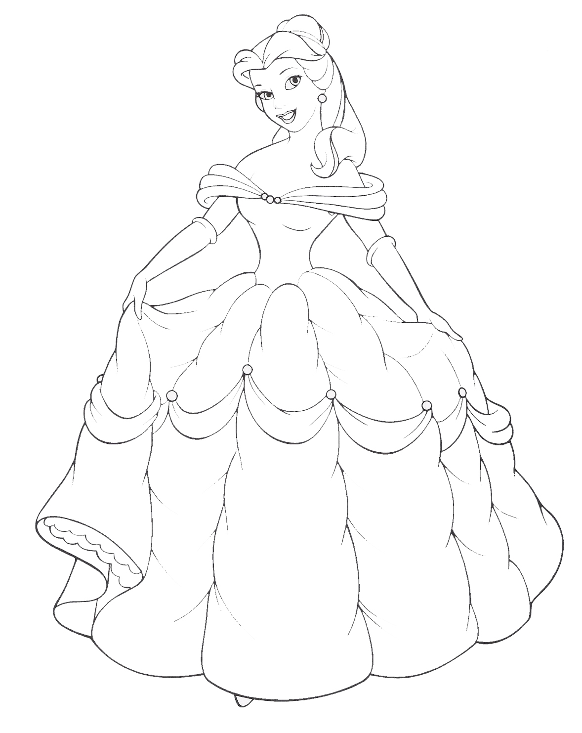 Disney Princess Belle And Her Gown Coloring Sheet