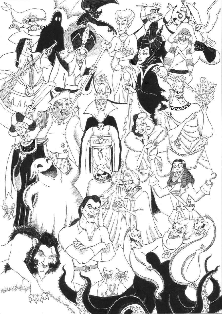 Disney Villains Coloring Pages Disney Villains Compilation By 010001110101 On DeviantART