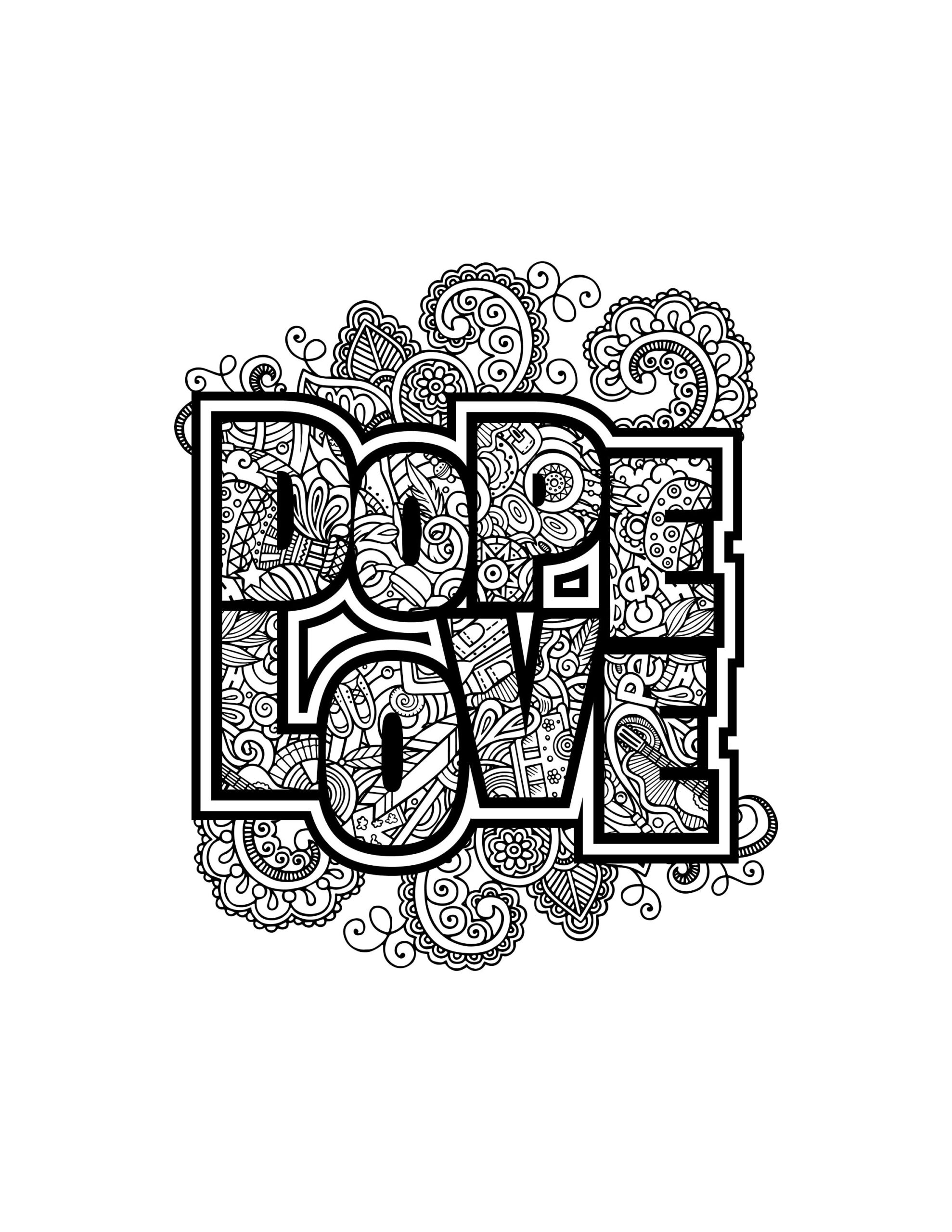 Dope Love Printable PDF Digital Download Trippy Coloring Page Etsy