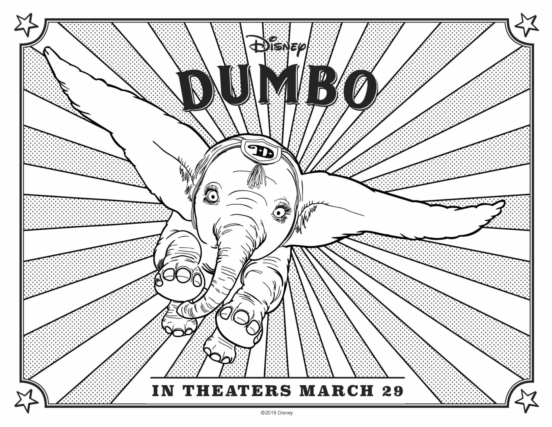 Dumbo In Film Flying Coloring Page Free Printable Coloring Pages For Kids