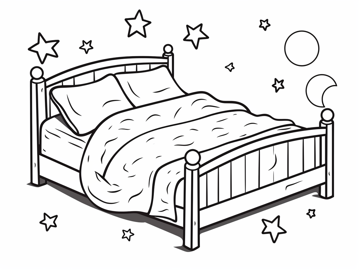 Easy Bed Coloring Page For Children Coloring Page