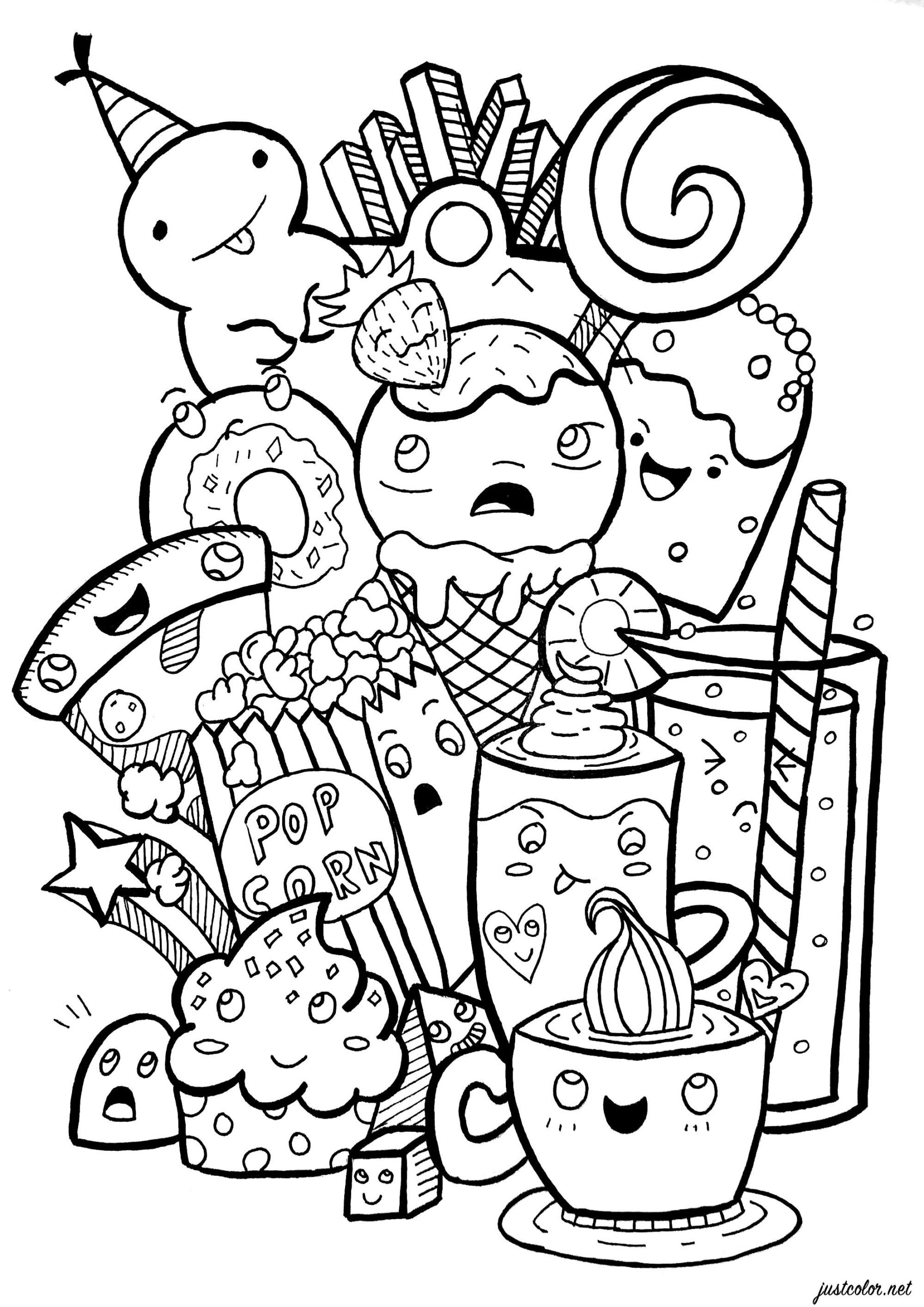 Easy Cute Food Coloring Pages Cute Cupcakes Coloring Pages Coloring Home Kawaii Coloring