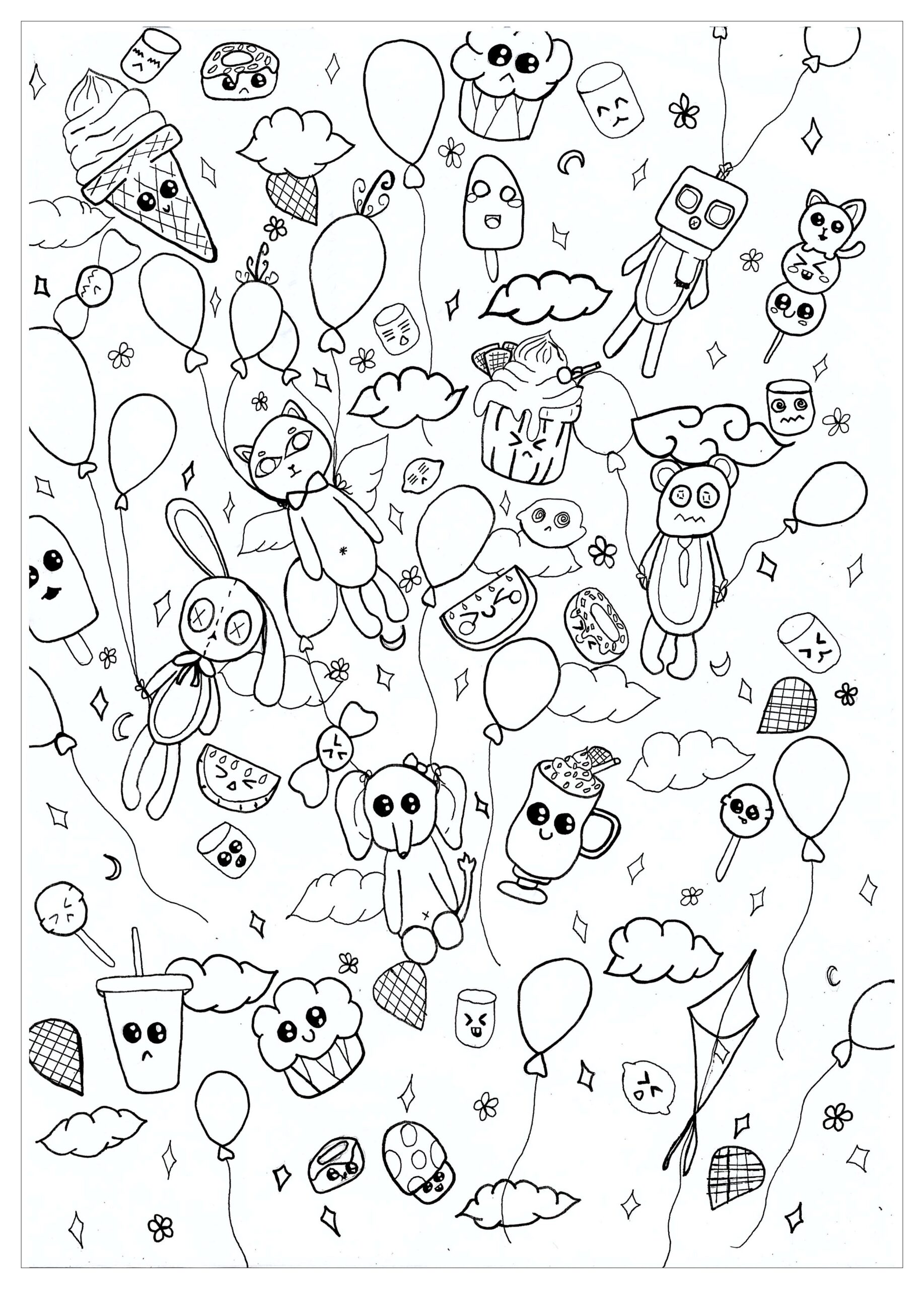 Easy Drawings Doodles Sketch Coloring Page