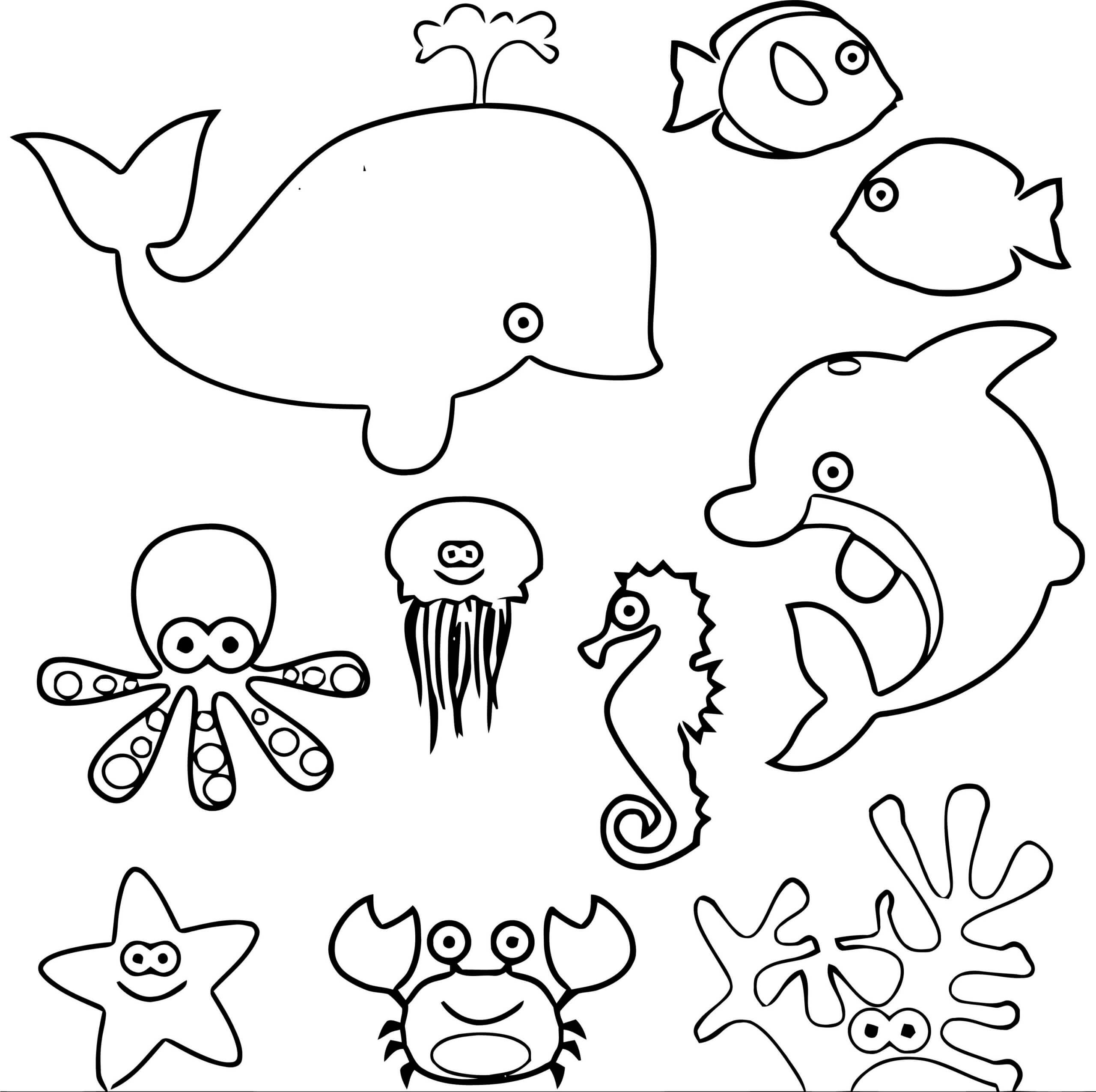 Easy Sea Animal Coloring Pages For Kids Kids Art Craft