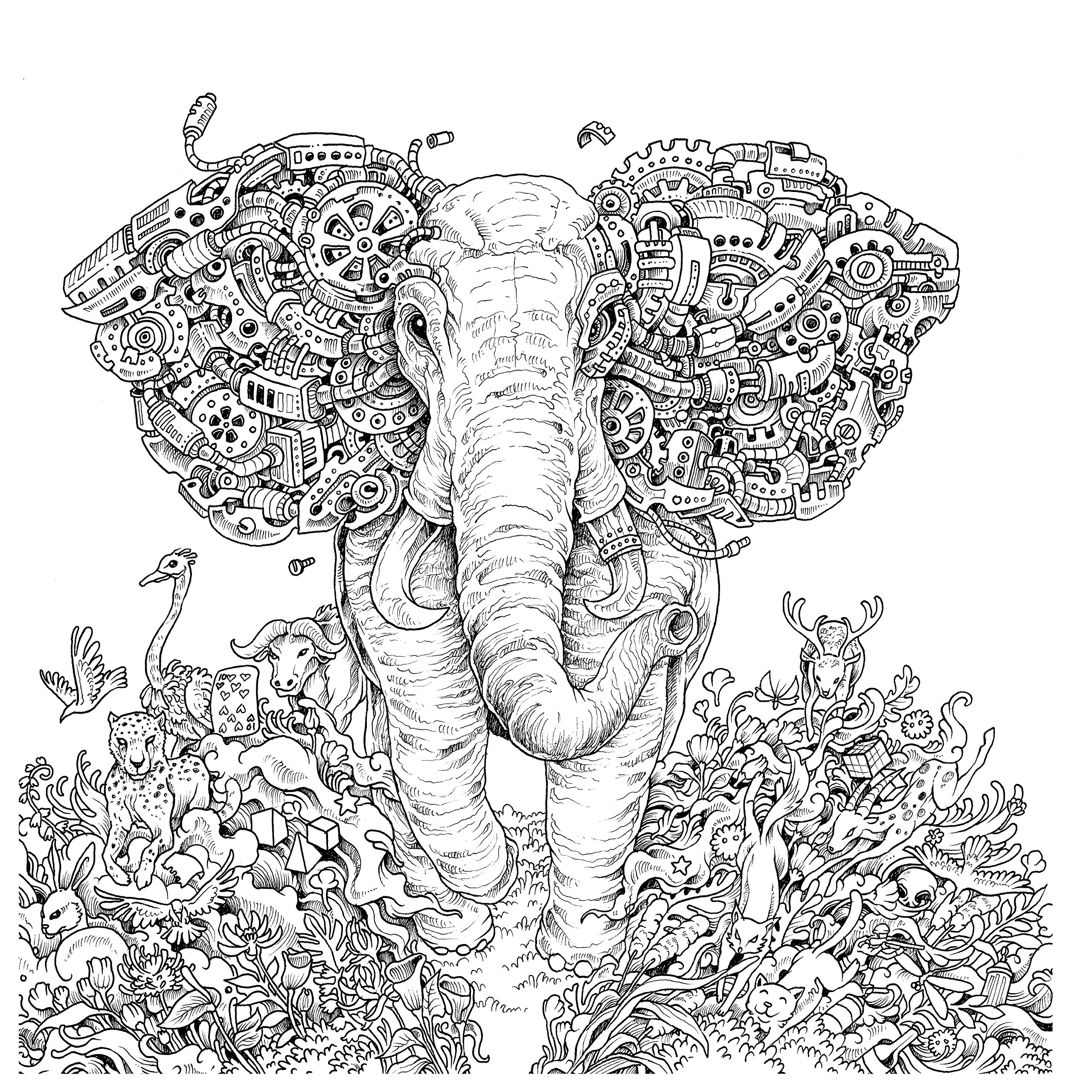 Elephan Adult Coloring Pages Printable