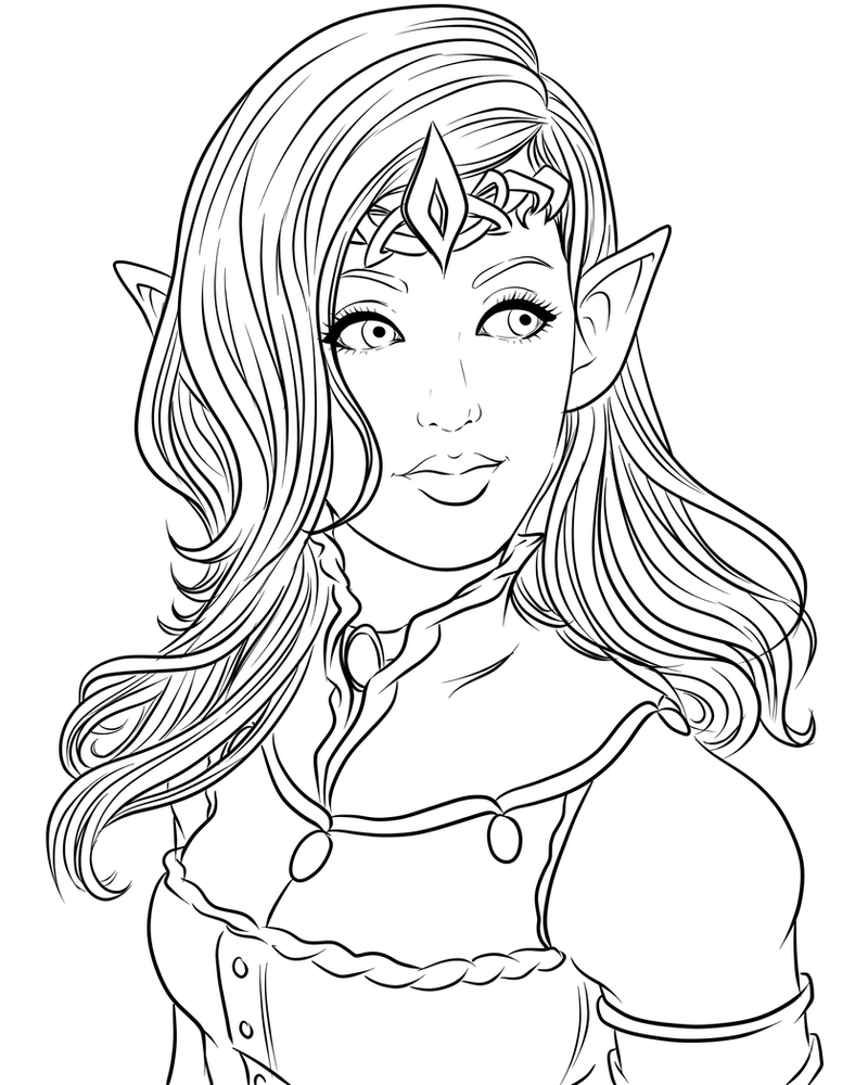 Elf Female Warrior Coloring Pages Female Elf Dancing With A Scarf Coloring Page Free