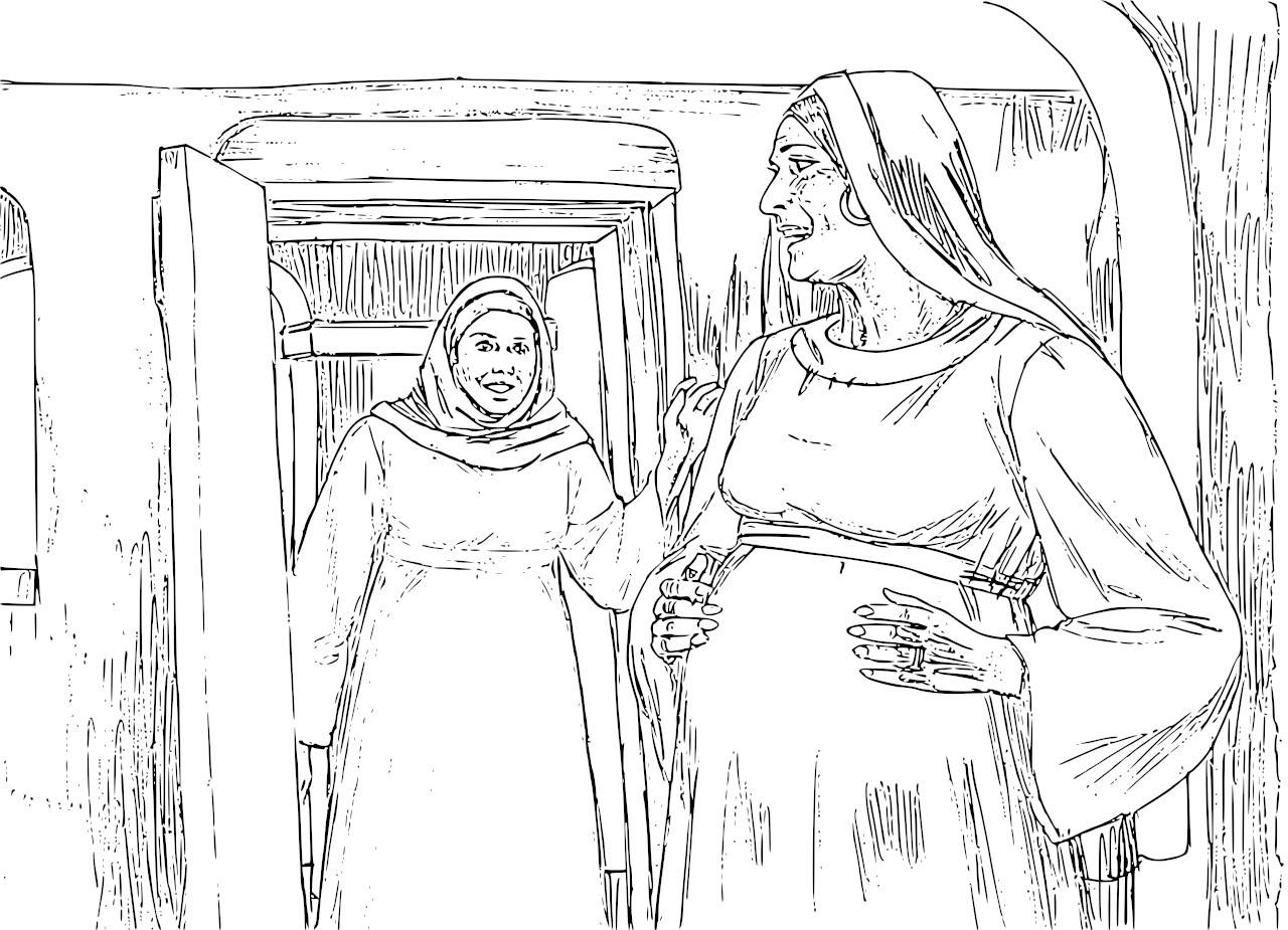 Mary Visits Elizabeth Coloring Page