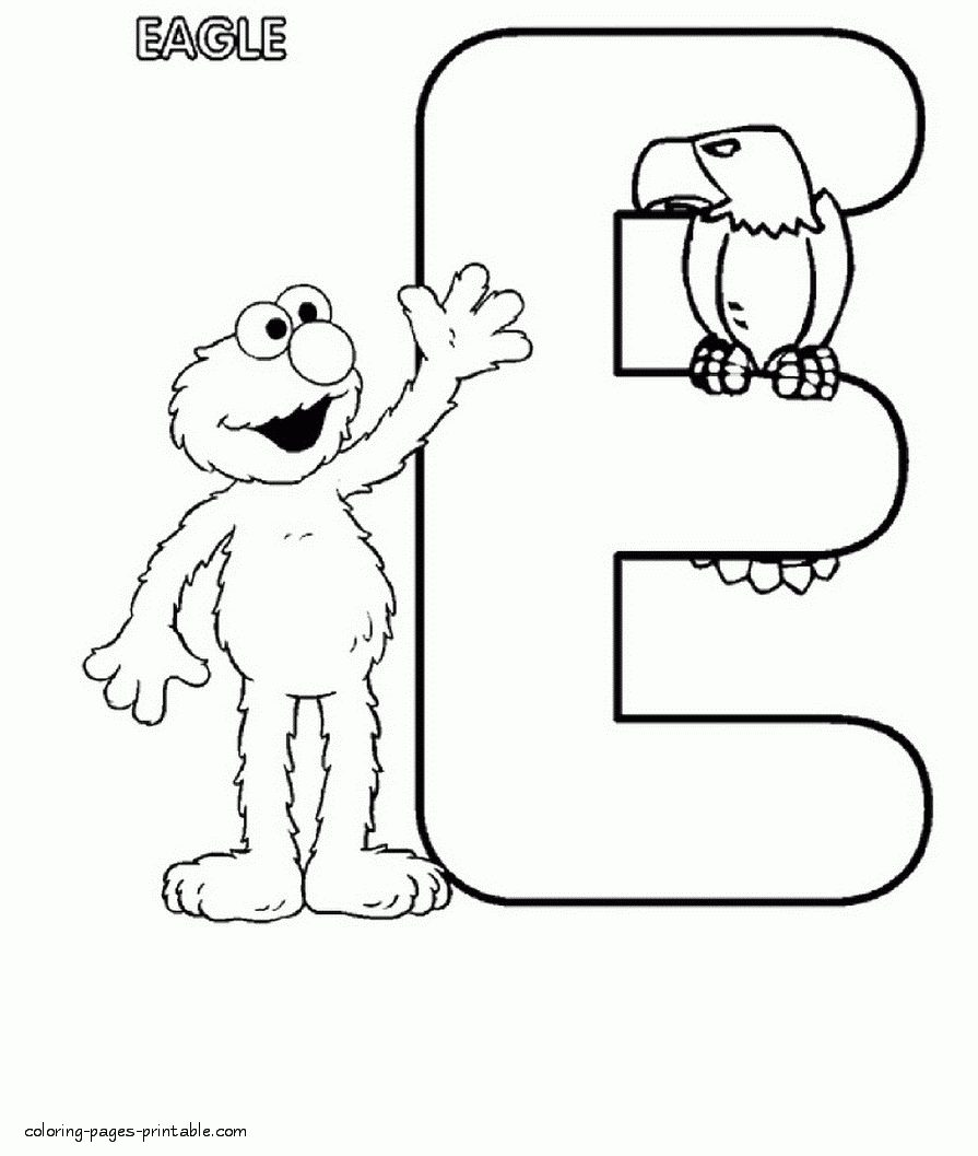 Elmo And An Eagle Sesame Street Alphabet Coloring Pages E Letter COLORING PAGES PRINTABLE COM