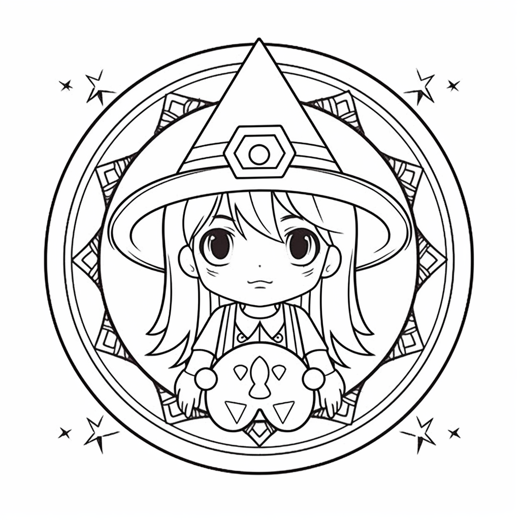 Anime Witch Printable Coloring Page