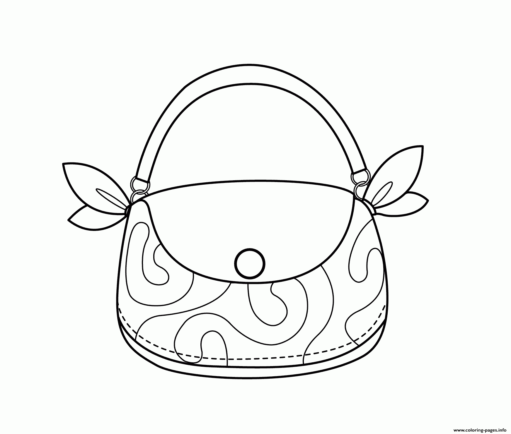 Fashion Bag Young Woman Coloring Page Printable