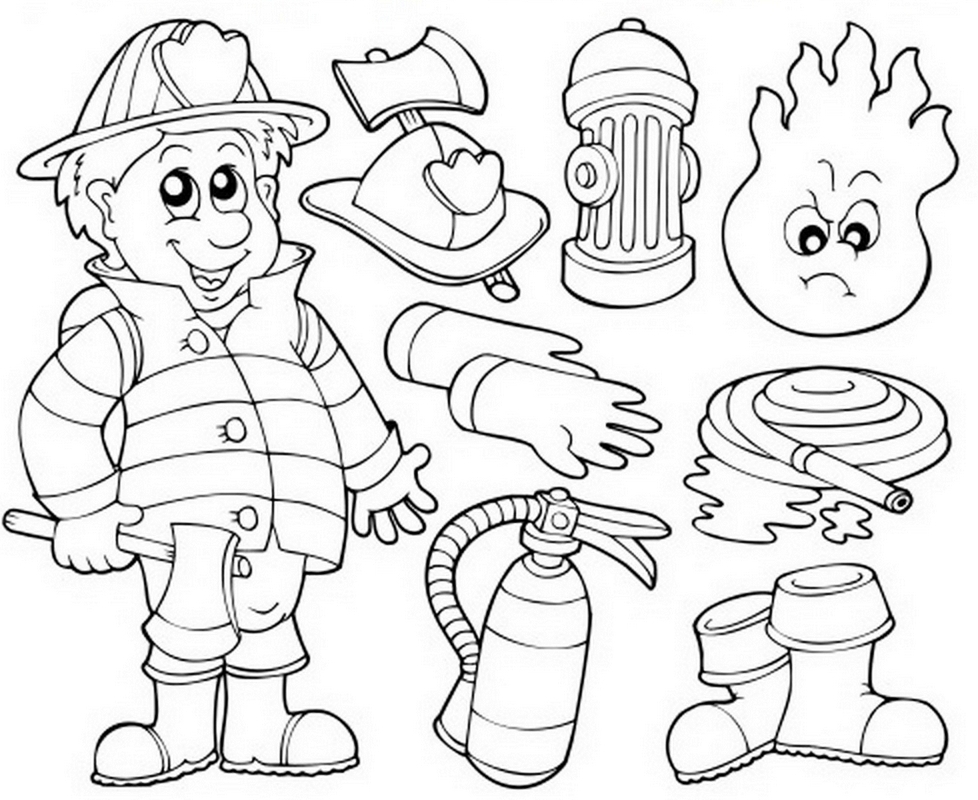 Firefighter Equipment Coloring Pages