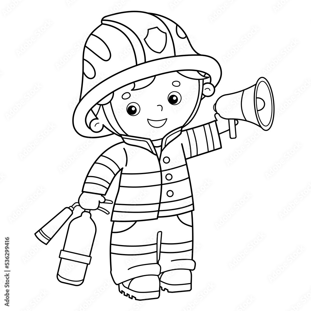 Fireman Cartoon Coloring