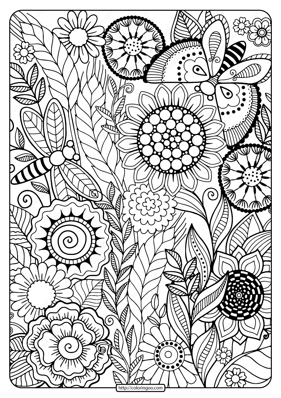 Flower Coloring Page Pdf Free Printable Templates
