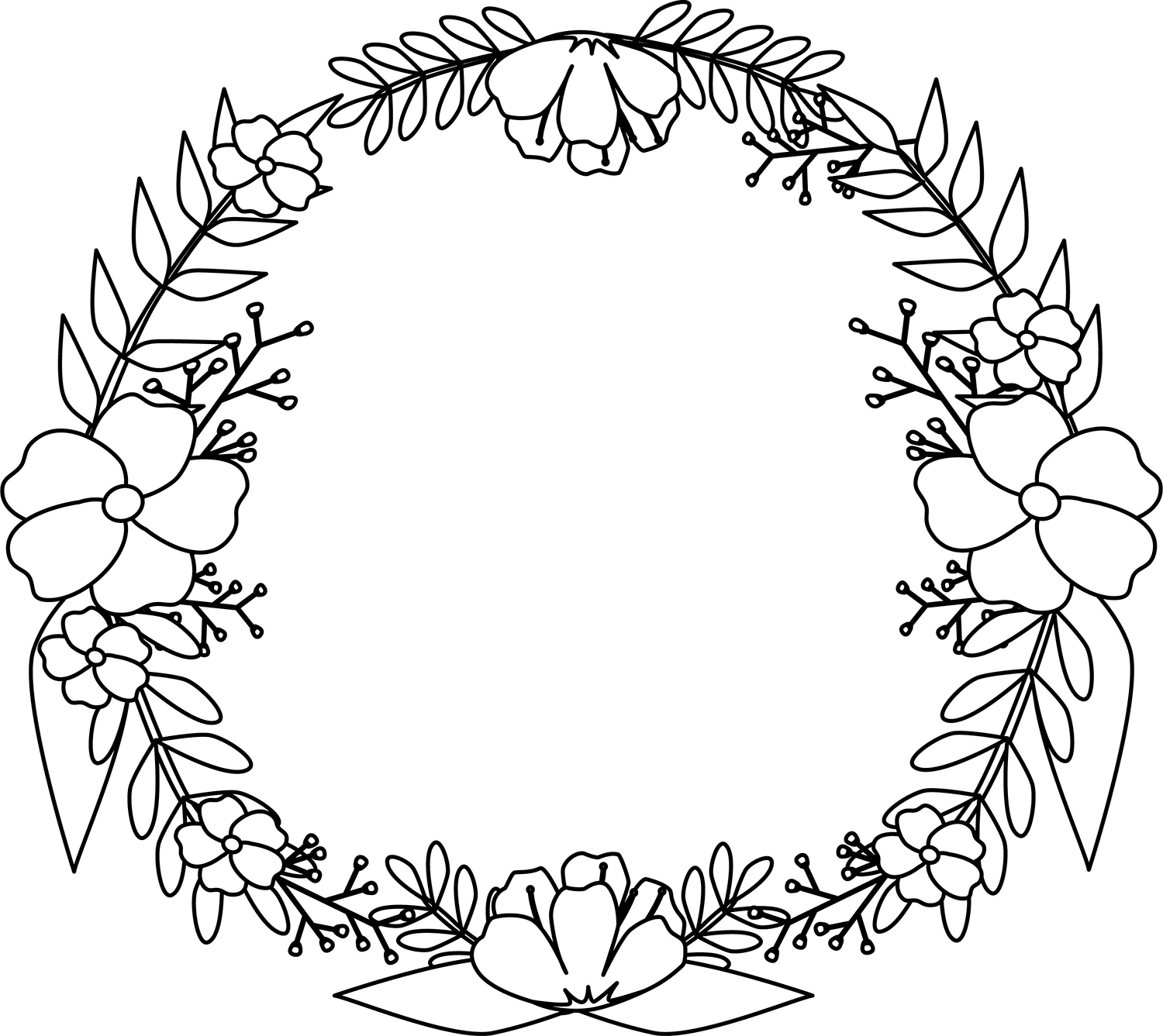 Flower Wreath Coloring Page ColouringPages