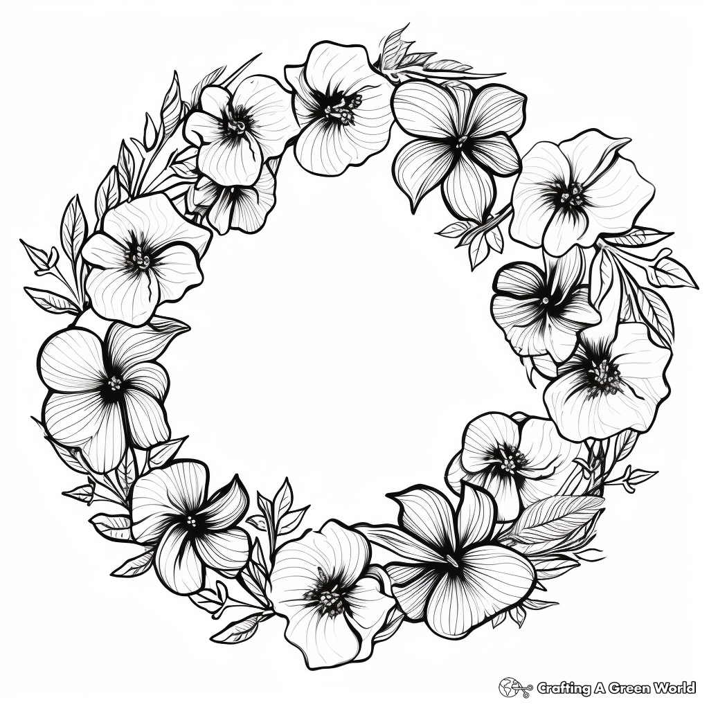 Flower Wreath Coloring Pages Free Printable