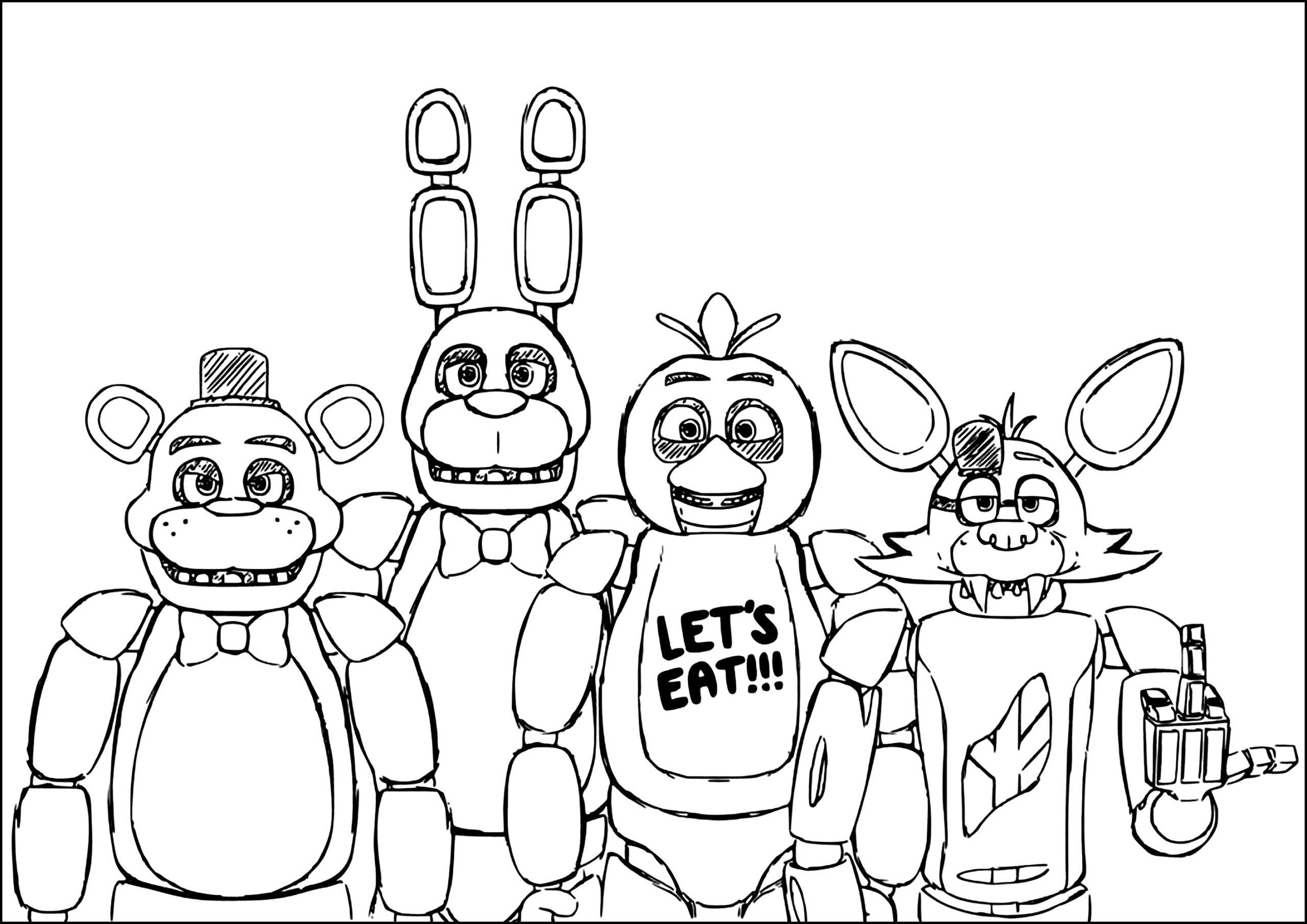 Freddy Fazbear With Chica Funtime Foxy And Bonnie Coloriage FNAF Pour Enfants