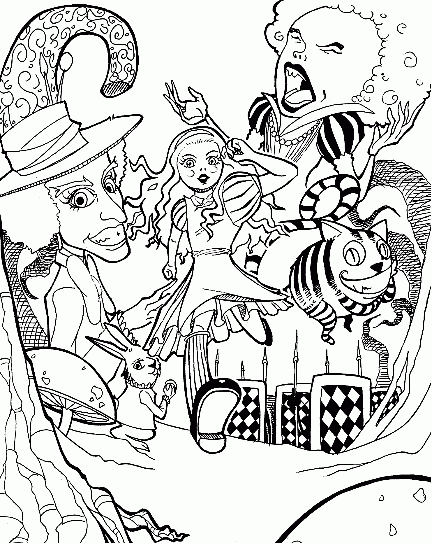 Free Alice In Wonderland Coloring Pages Coloring Home