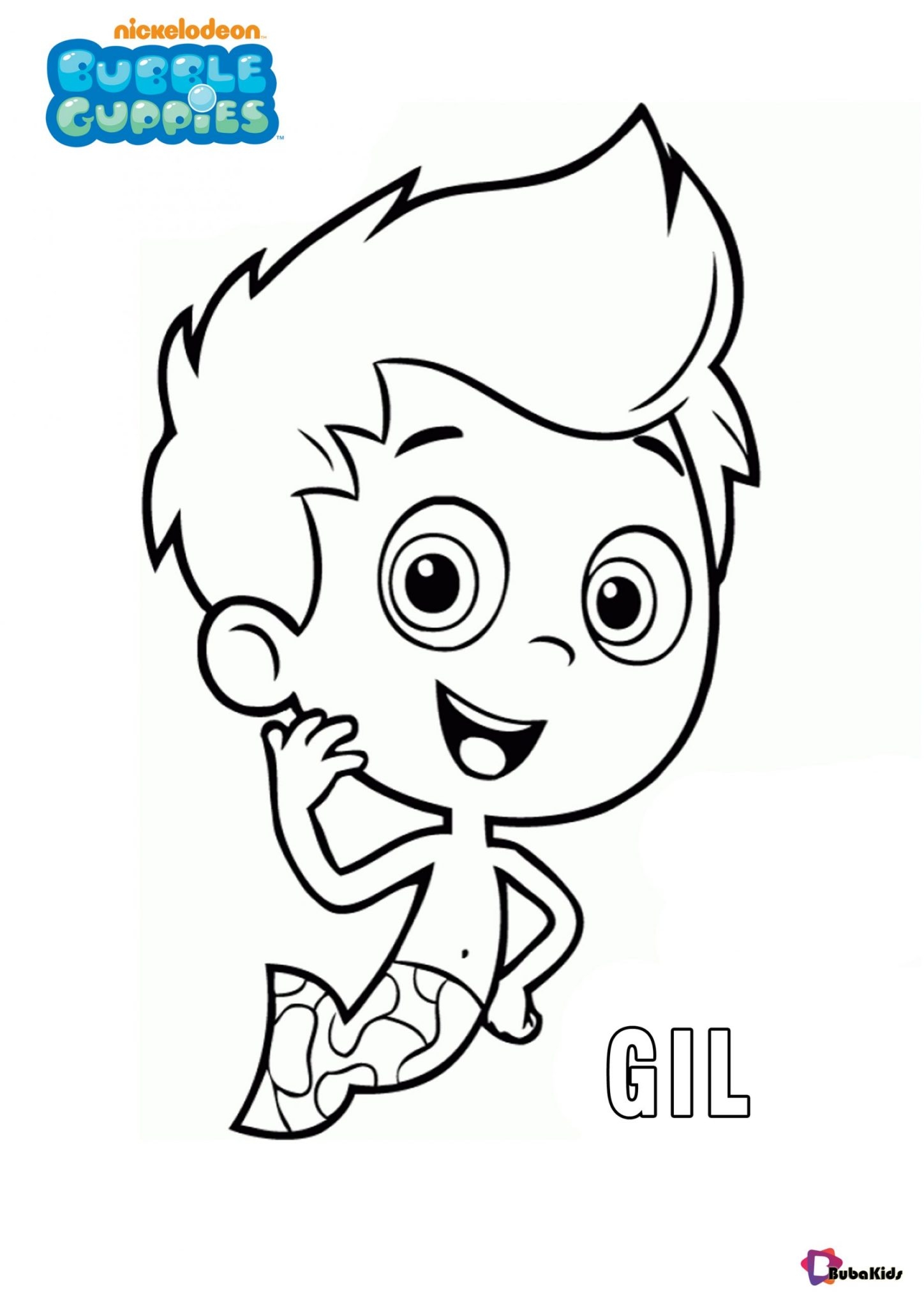 Free And Printable Bubble Guppies Character Gil Coloring Pages BubaKids