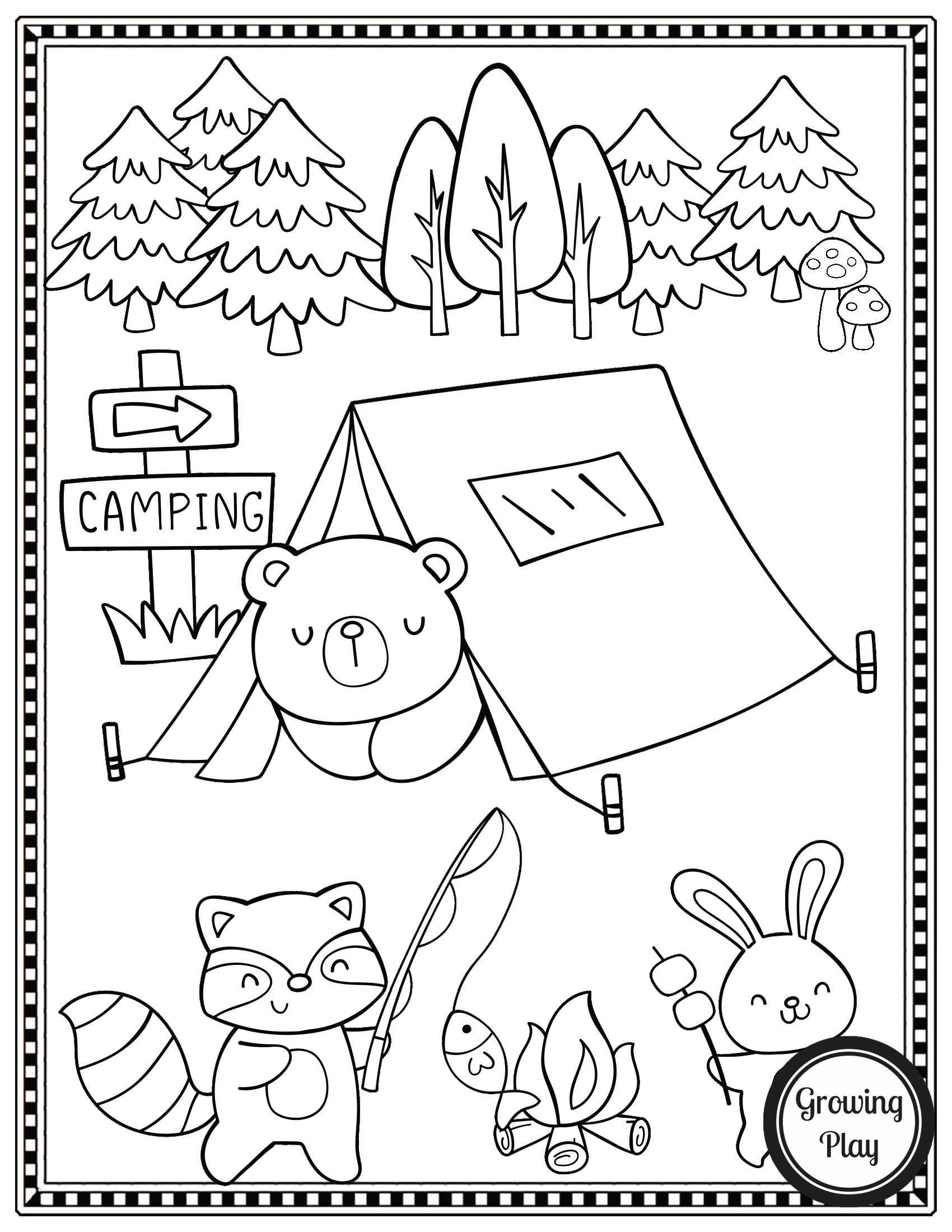 Free Camping Coloring Pages Growing Play