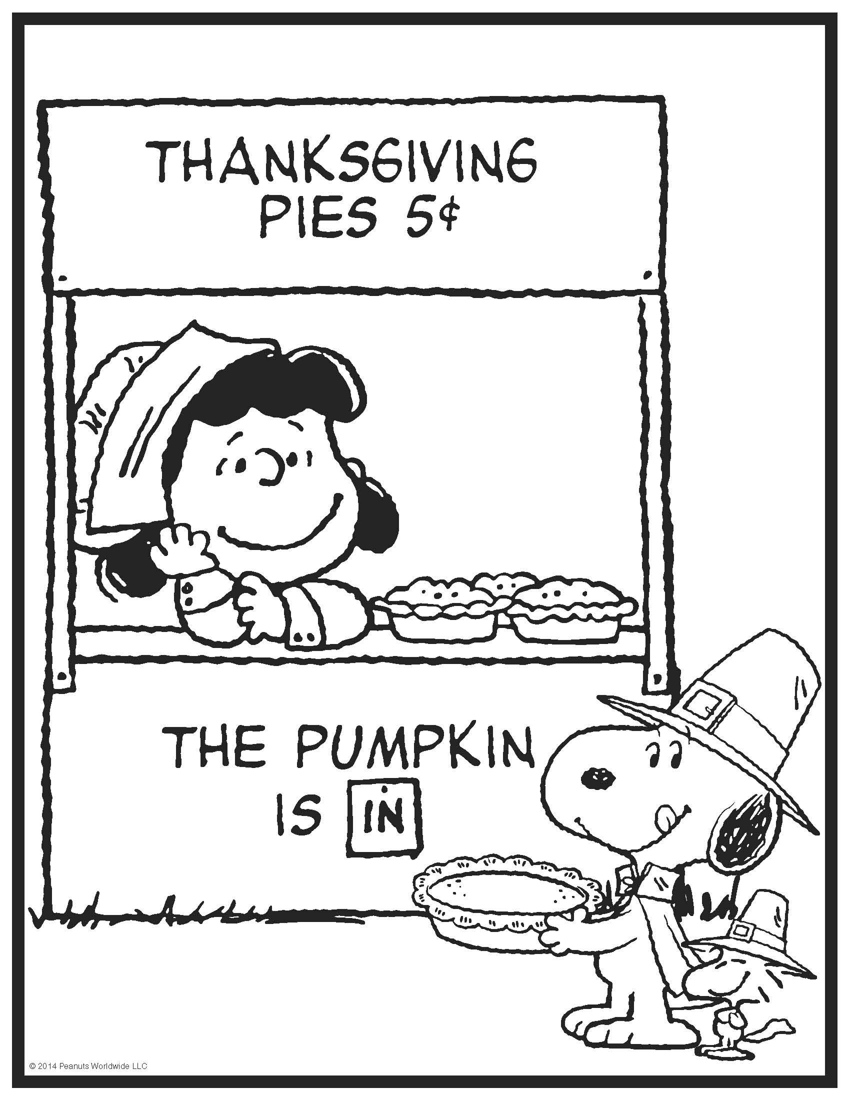 Charlie Brown Thanksgiving Coloring Pages