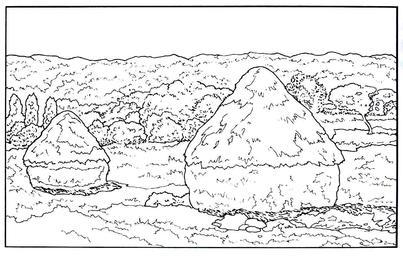 Free Coloring Pages Claude Monet Haystacks AedanilLloyd