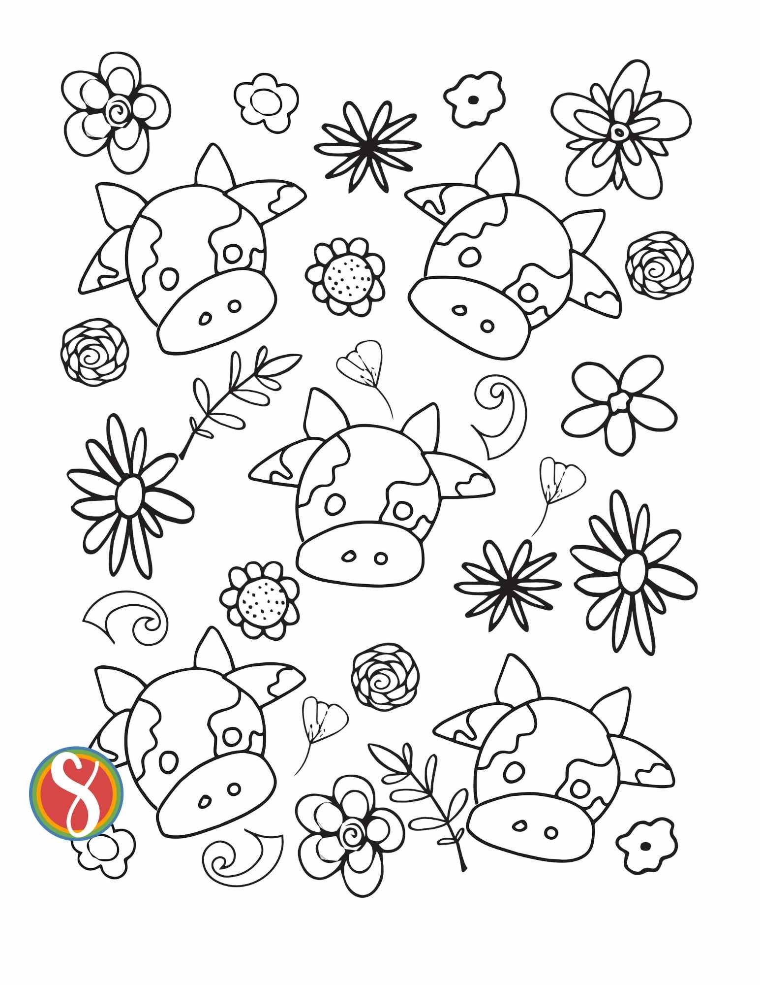 Free Cow Coloring Pages Stevie Doodles