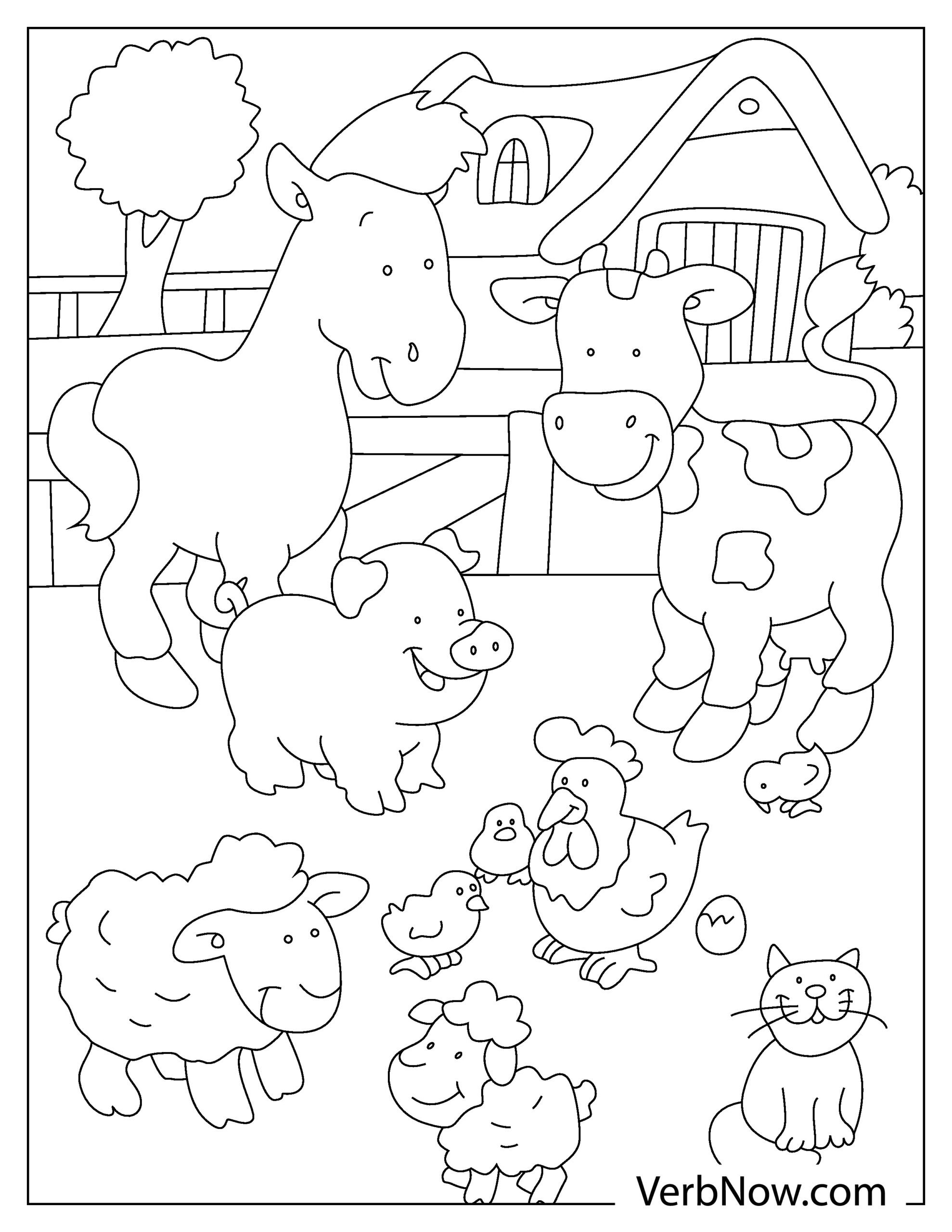 Free FARM ANIMALS Coloring Pages Book For Download Printable PDF VerbNow