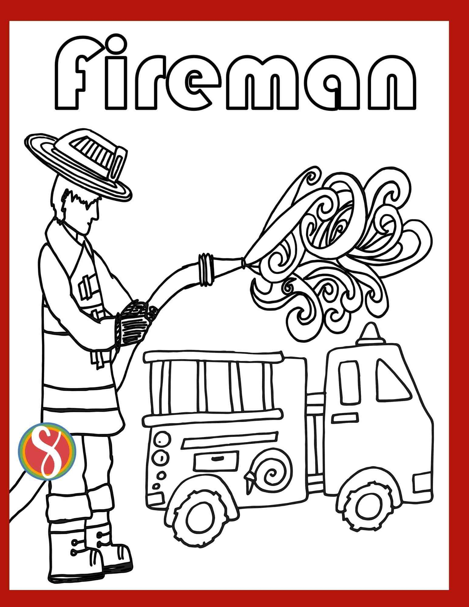 Free Fireman Firetruck Coloring Pages Stevie Doodles