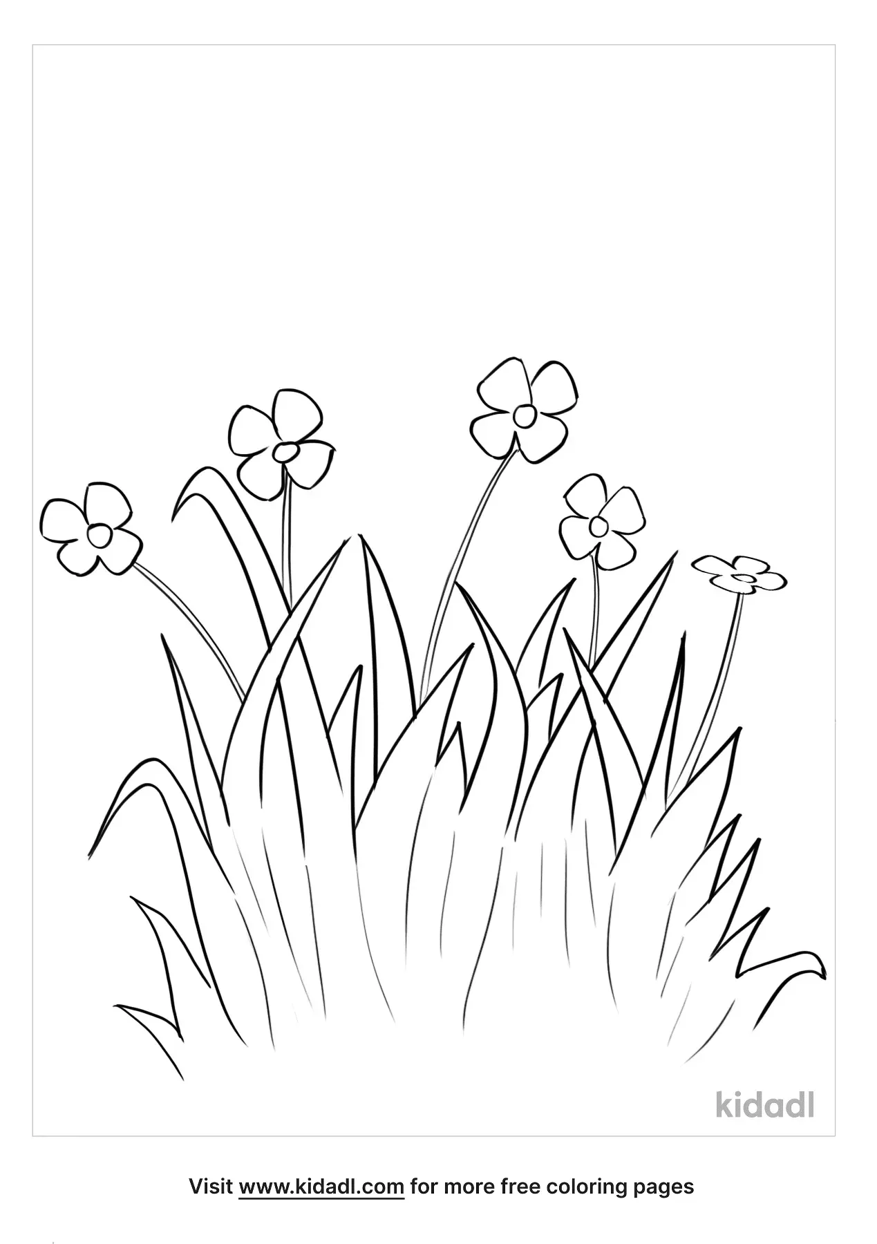 Free Grass And Flower Coloring Page Coloring Page Printables Kidadl