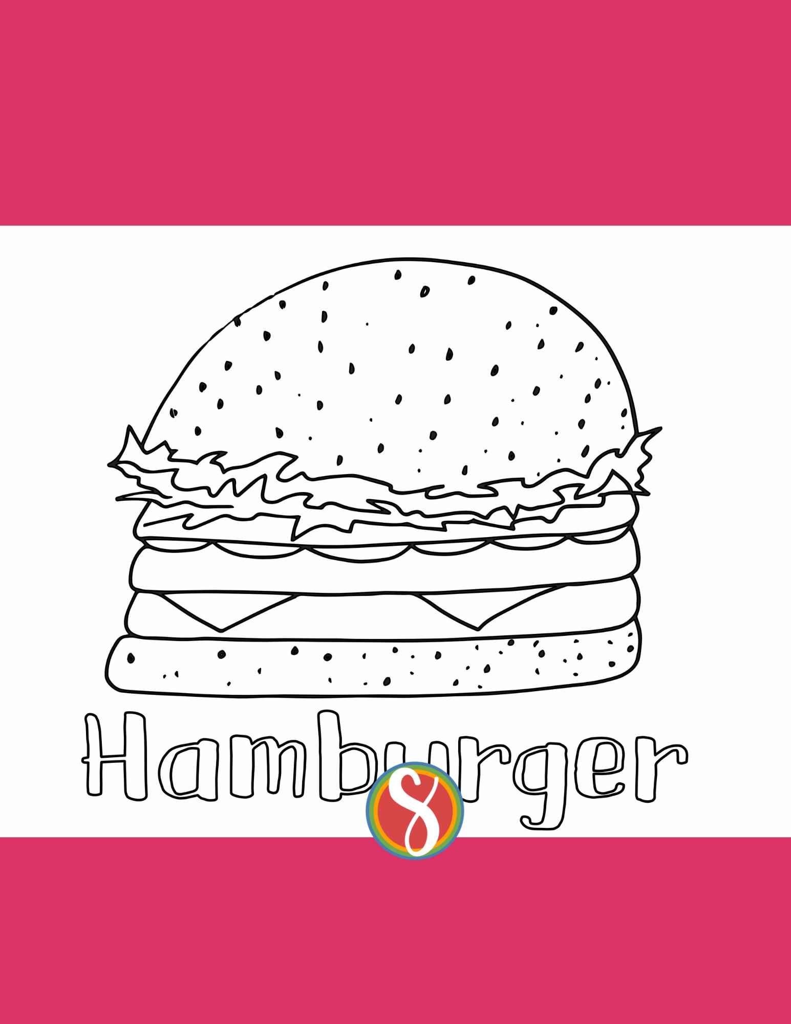 Free Hamburger Coloring Pages Stevie Doodles
