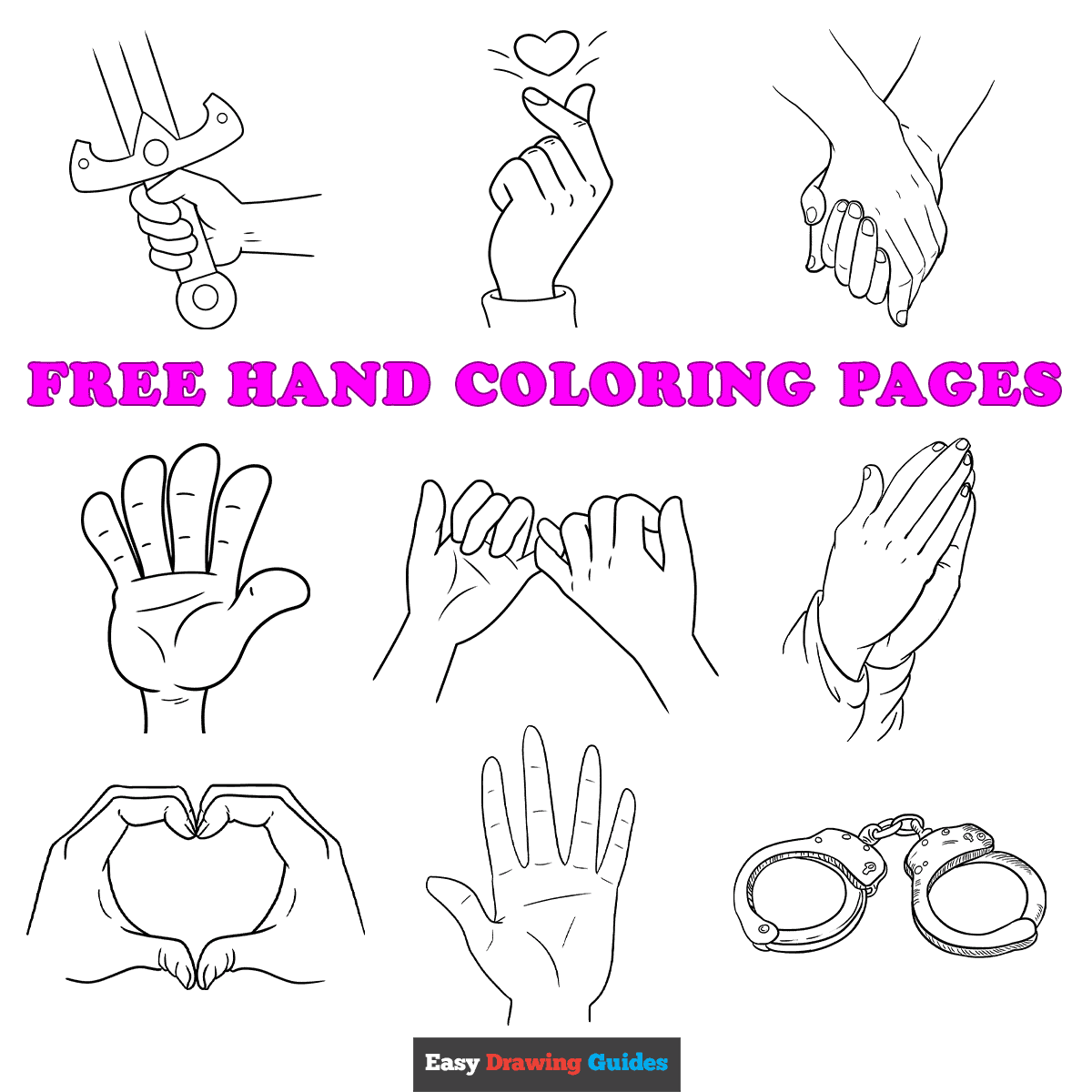Free Hand Coloring Pages For Kids 16 Printable Sheets