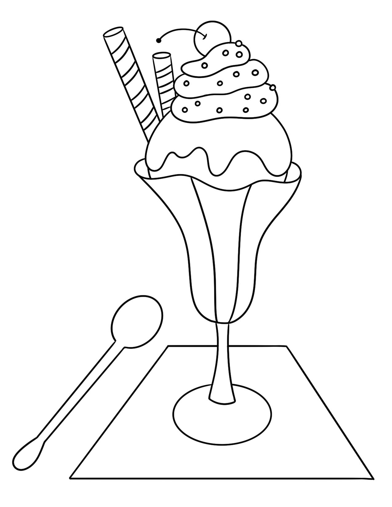 Ice Cream Sundae Coloring Page