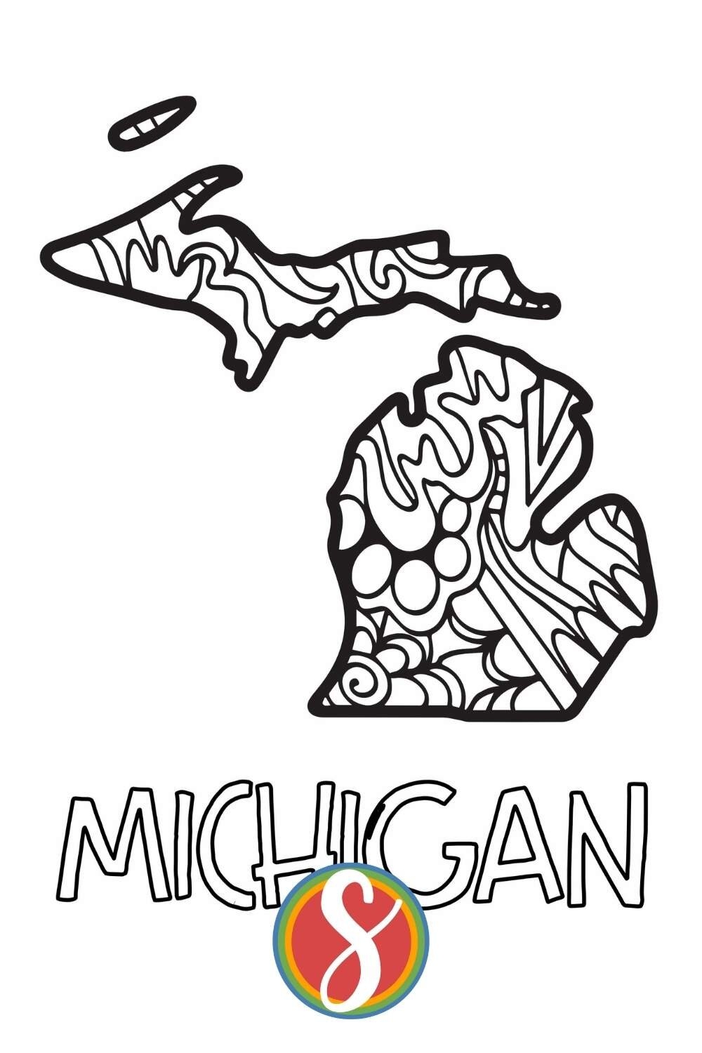 Free Michigan Coloring Pages Stevie Doodles
