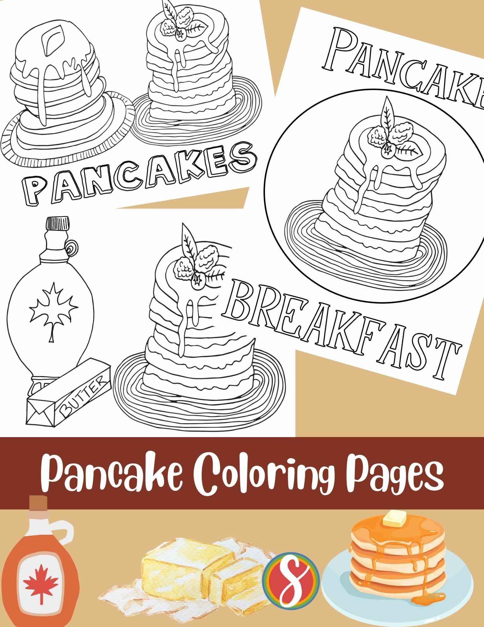Free Pancakes Coloring Pages Stevie Doodles