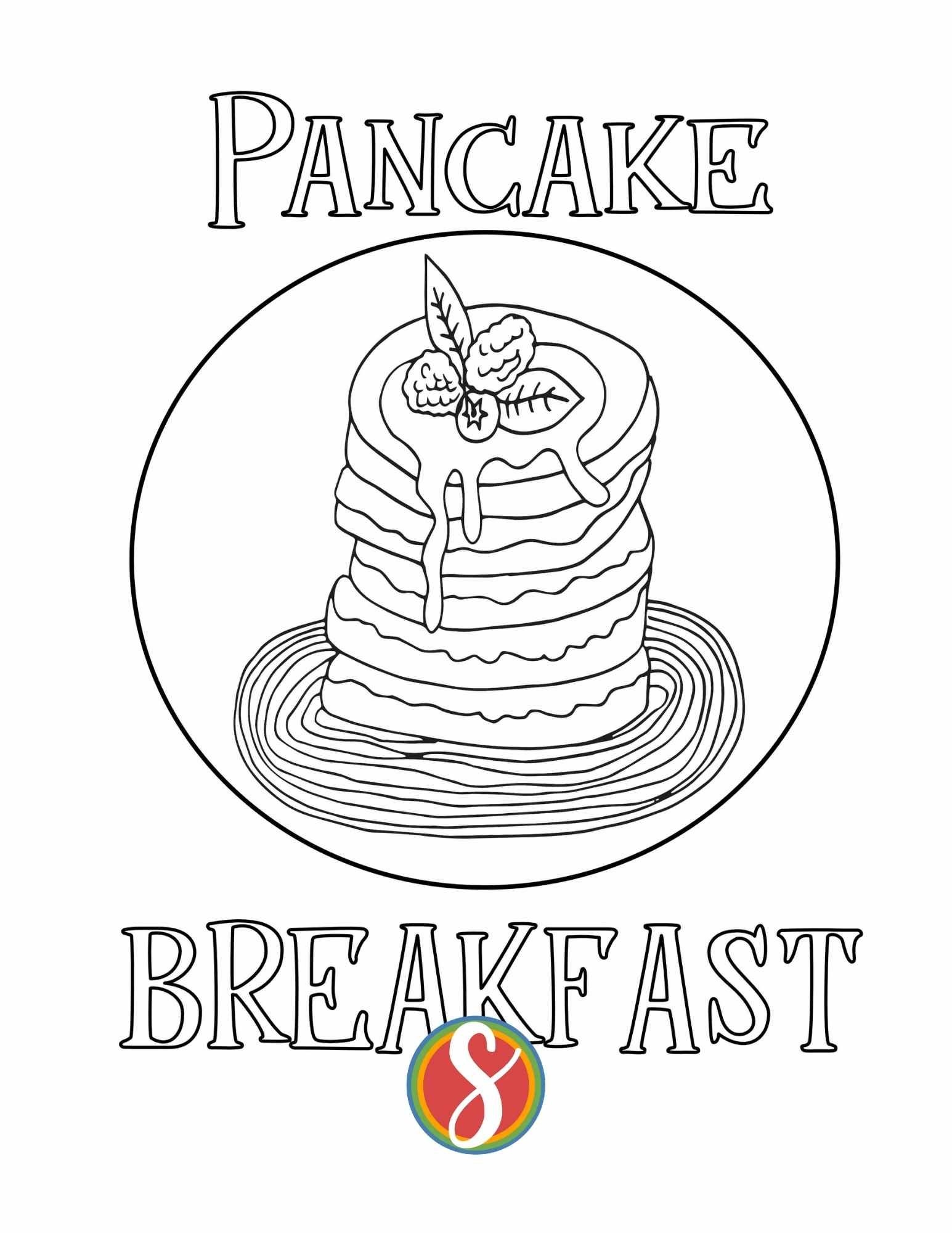 Free Pancakes Coloring Pages Stevie Doodles