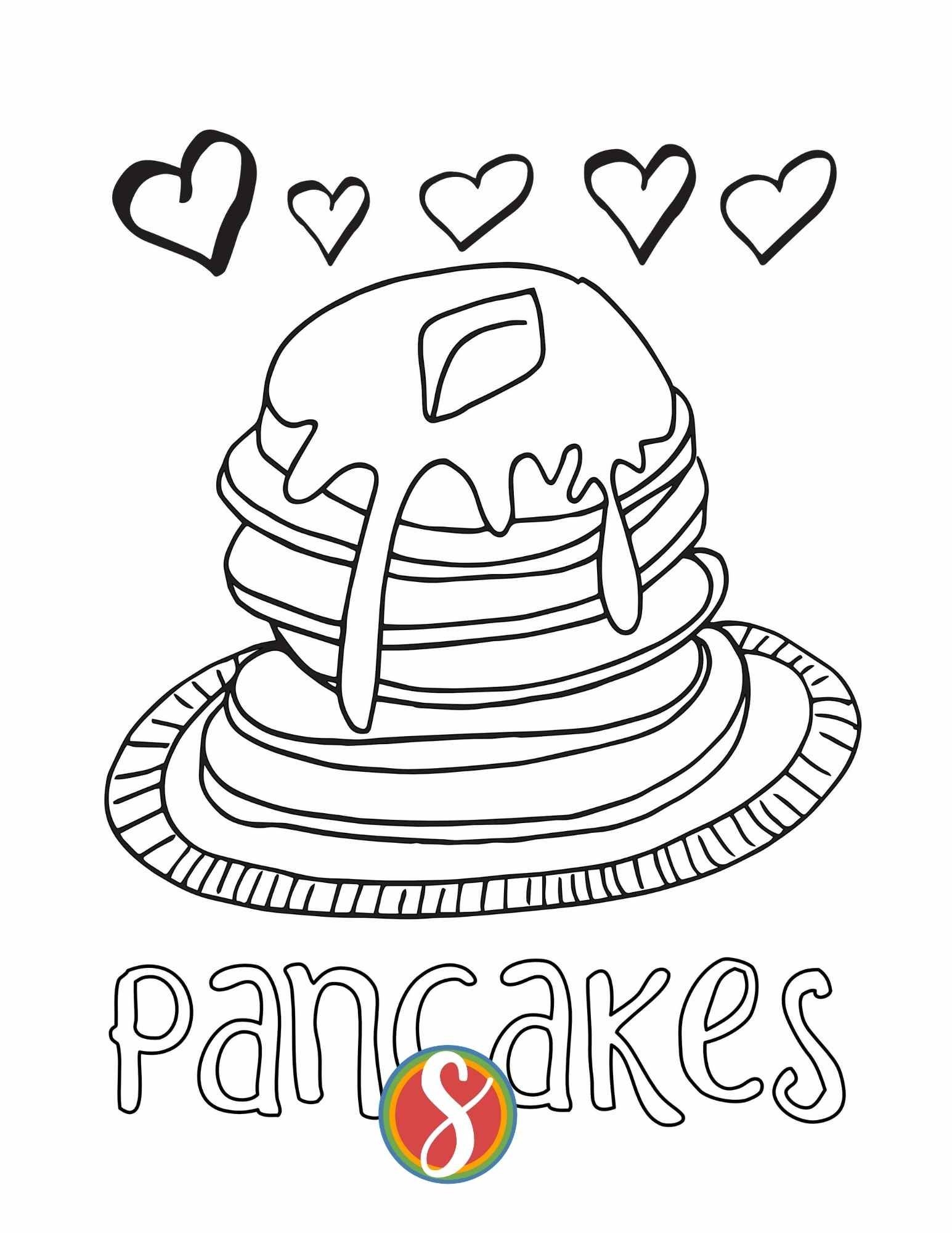 Free Pancakes Coloring Pages Stevie Doodles
