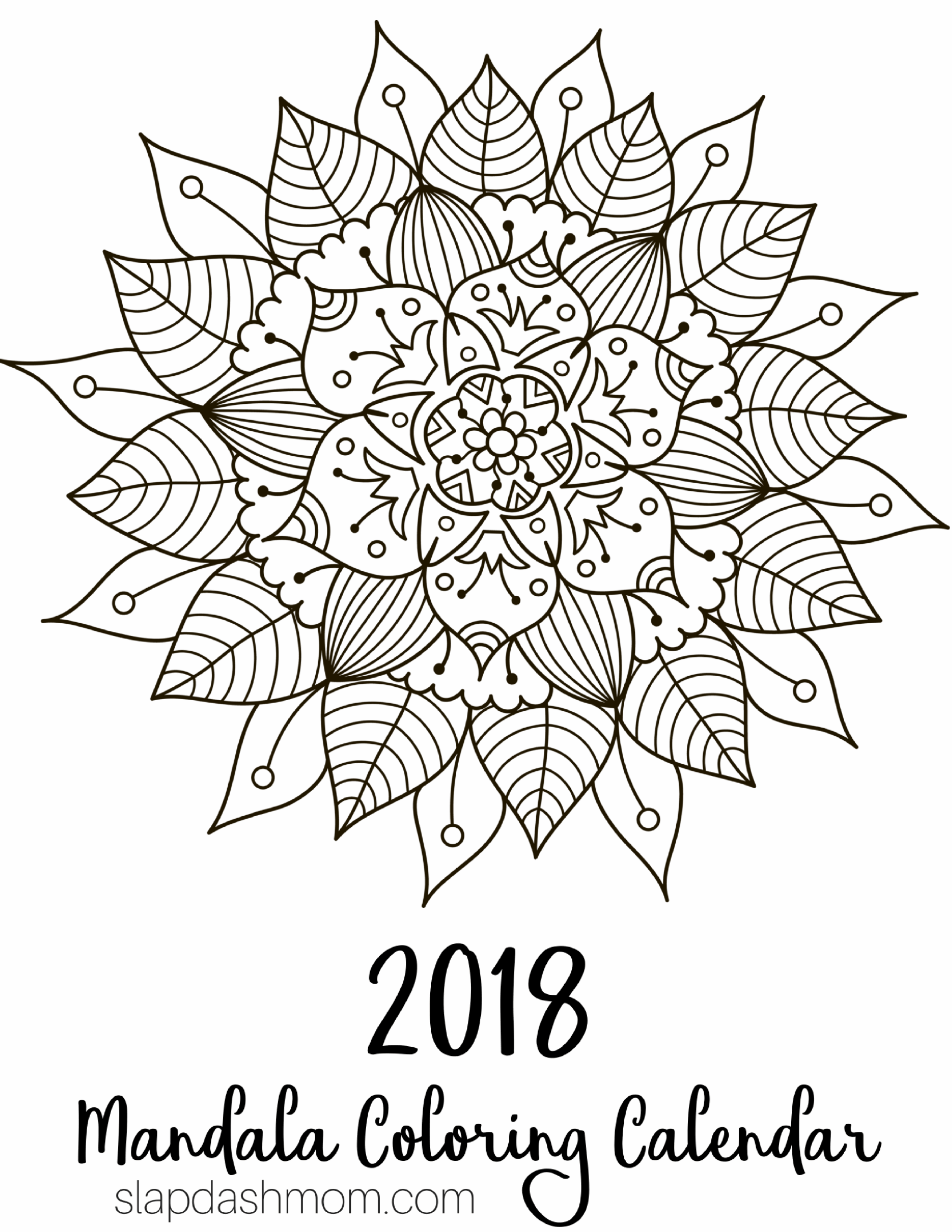 Free Printable 2018 Calendar Mandala Coloring Pages Mandala Coloring Pages Mandala Coloring